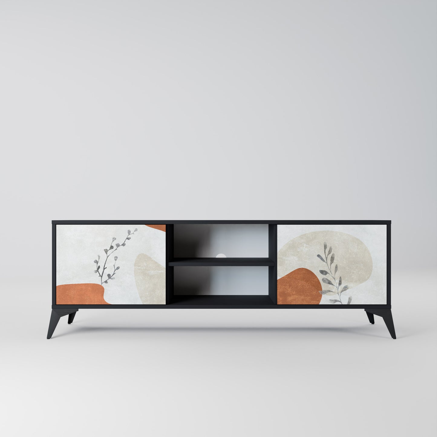 TRANQUIL TWIG 2-dörrars TV-bänk i svart finish
