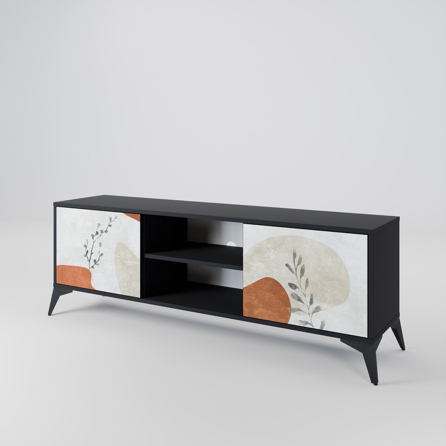 TRANQUIL TWIG 2-dörrars TV-bänk i svart finish