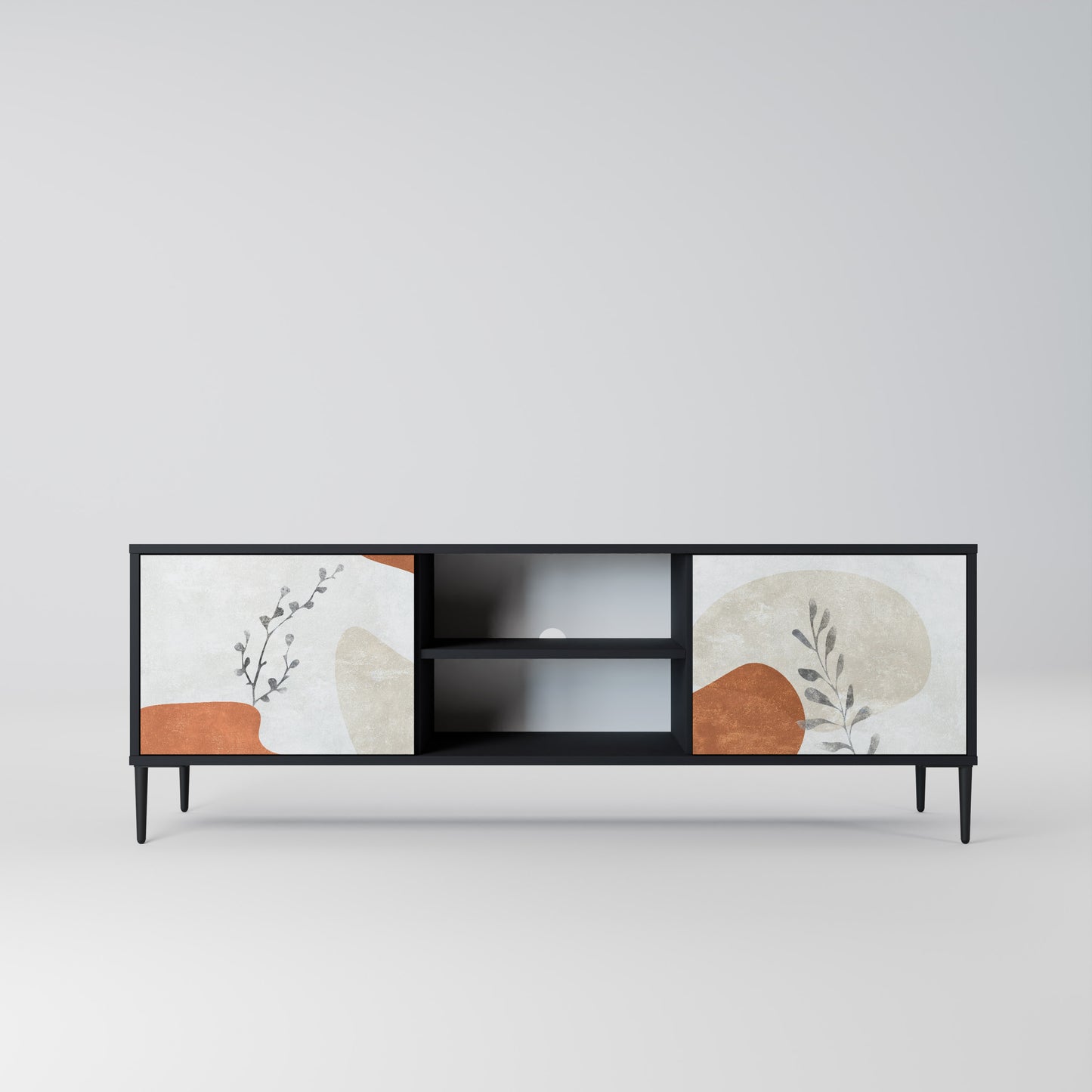 TRANQUIL TWIG 2-dörrars TV-bänk i svart finish