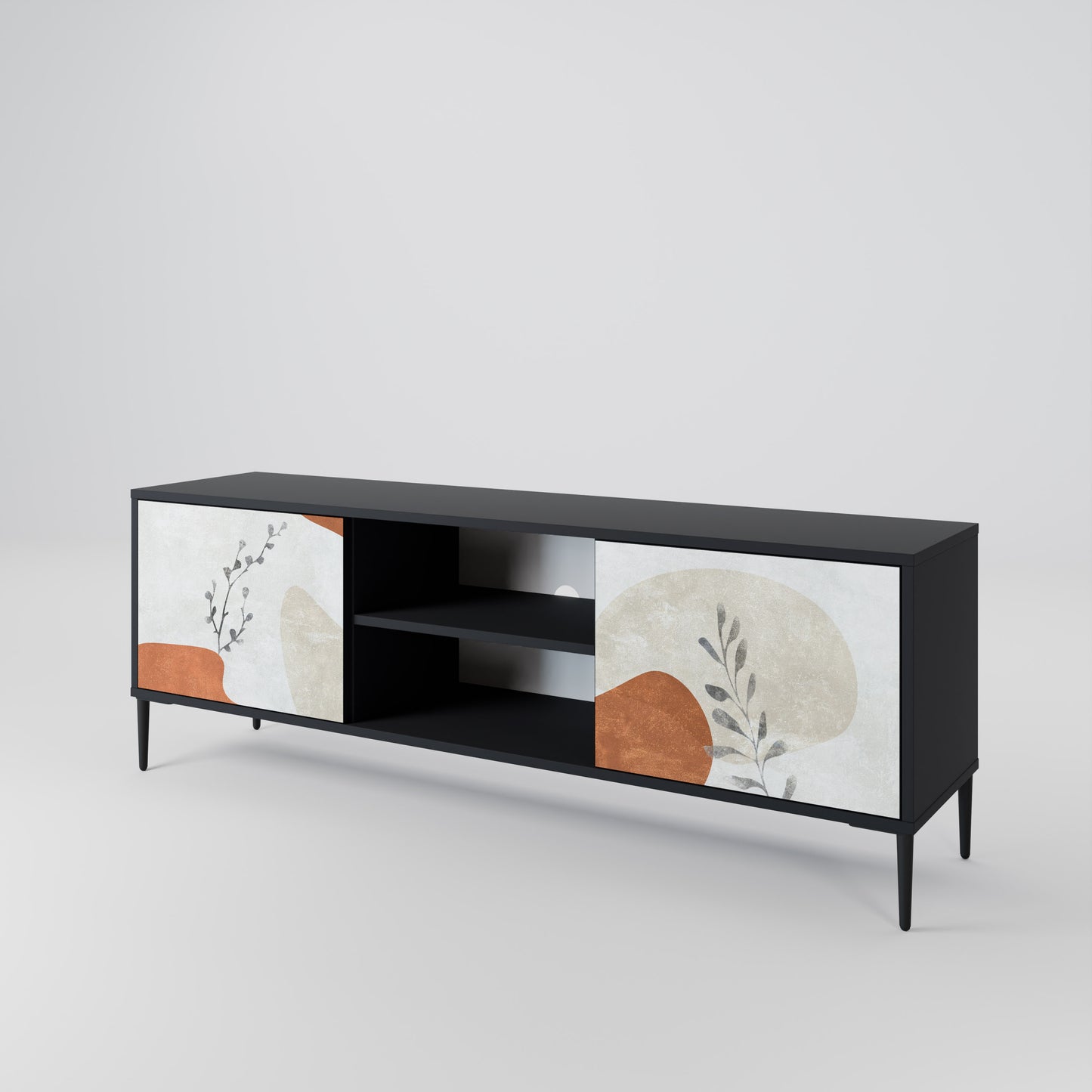 TRANQUIL TWIG 2-dörrars TV-bänk i svart finish