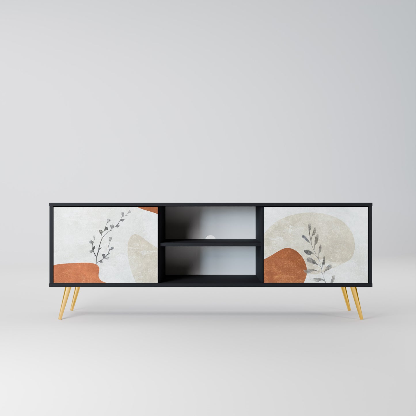 TRANQUIL TWIG 2-dörrars TV-bänk i svart finish