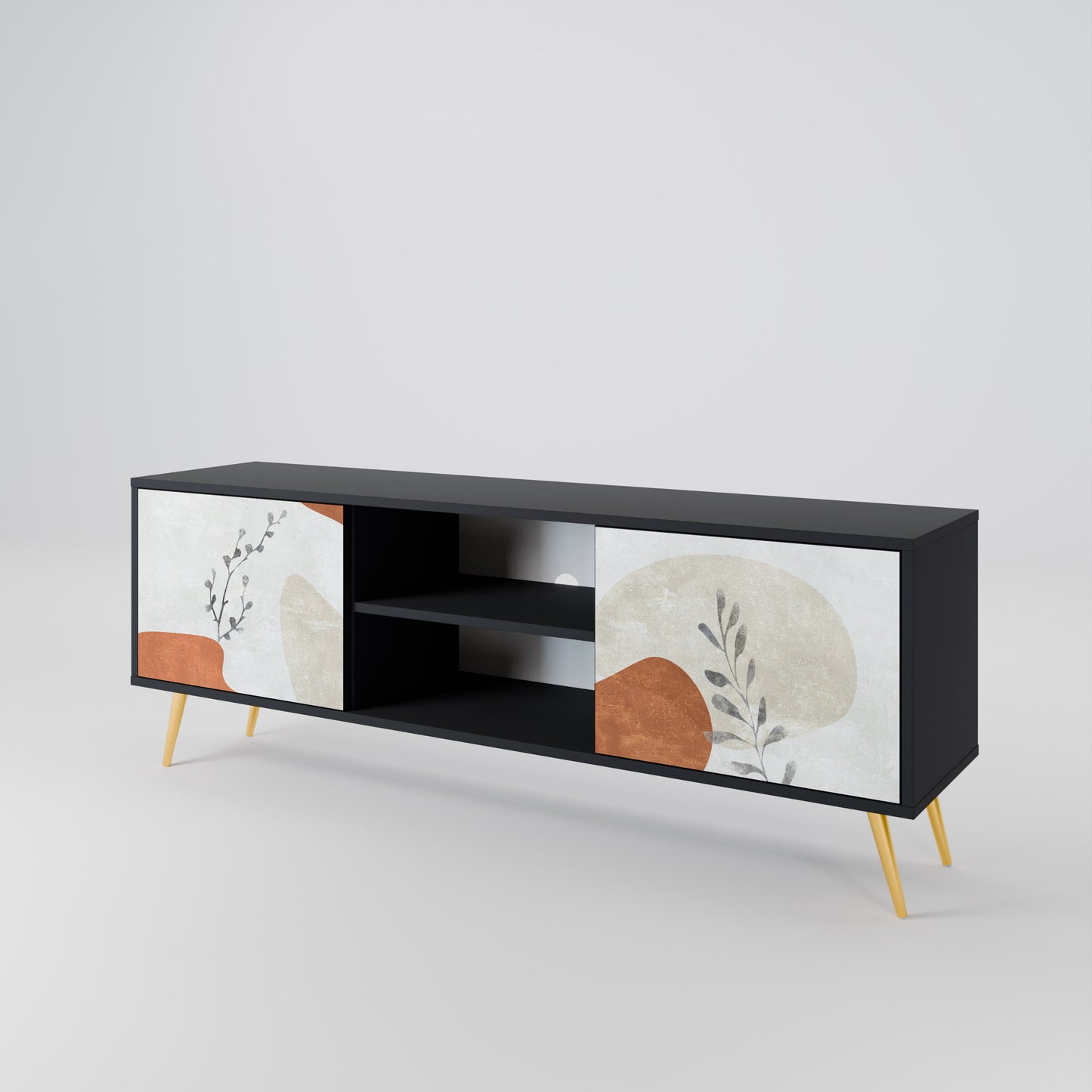 TRANQUIL TWIG 2-dörrars TV-bänk i svart finish