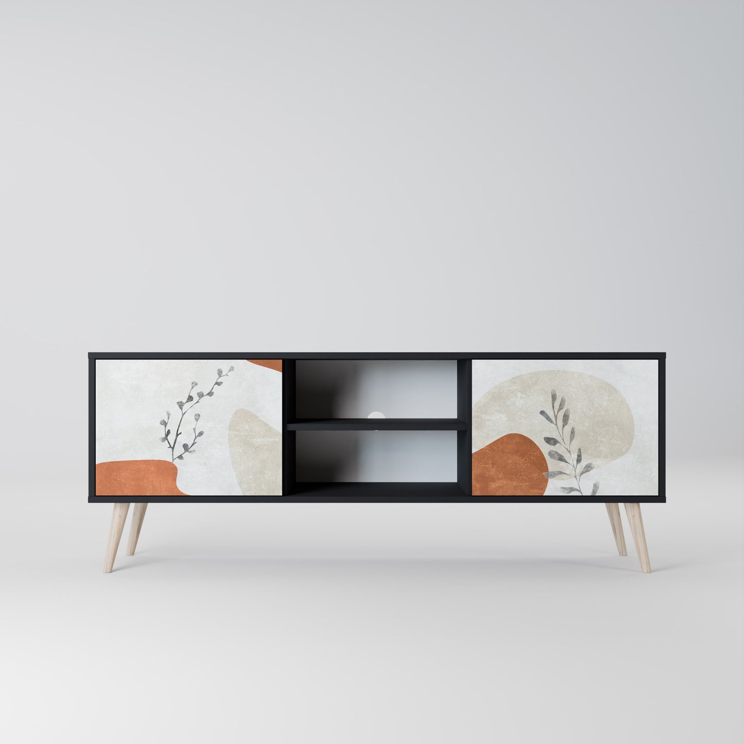 TRANQUIL TWIG 2-dörrars TV-bänk i svart finish