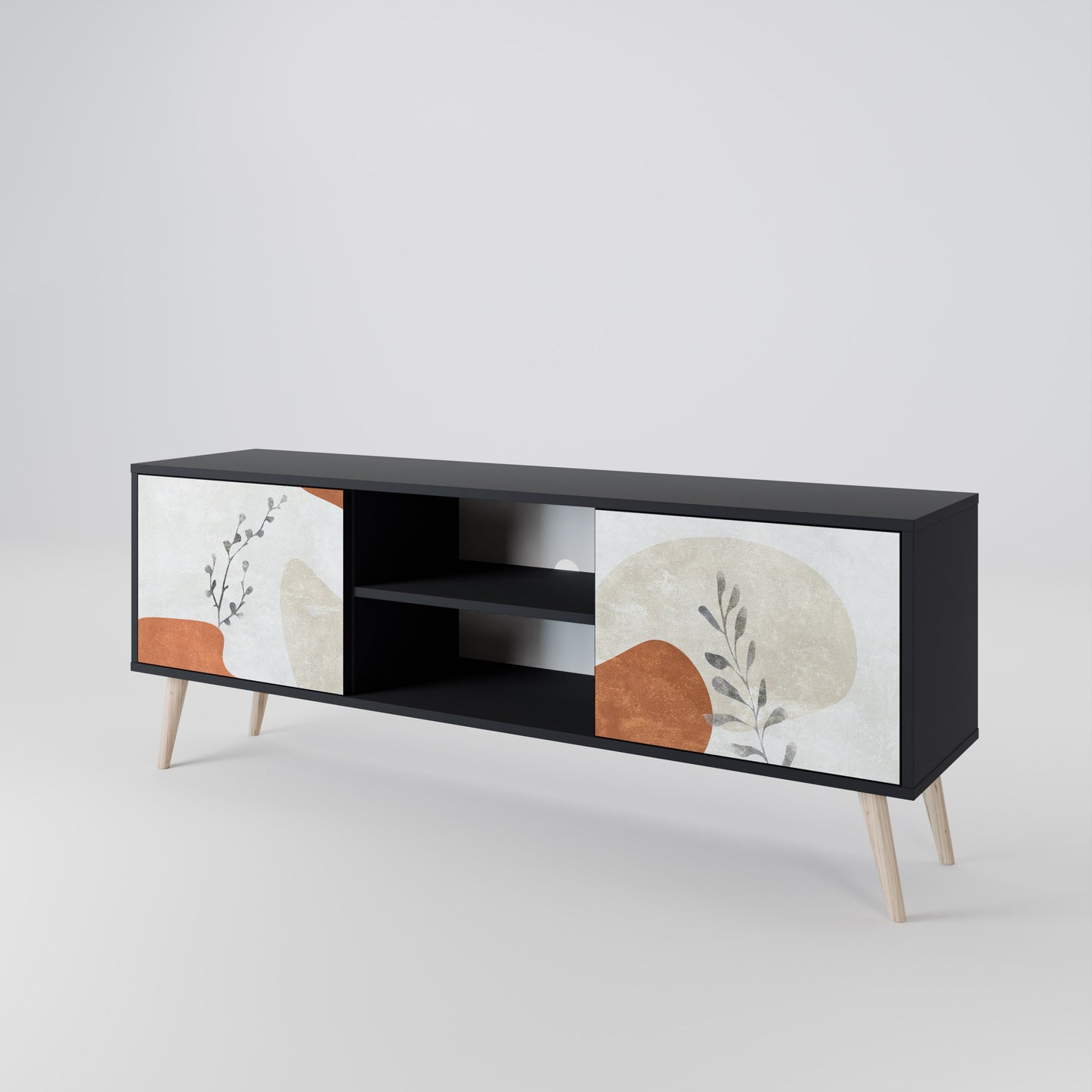 TRANQUIL TWIG 2-dörrars TV-bänk i svart finish