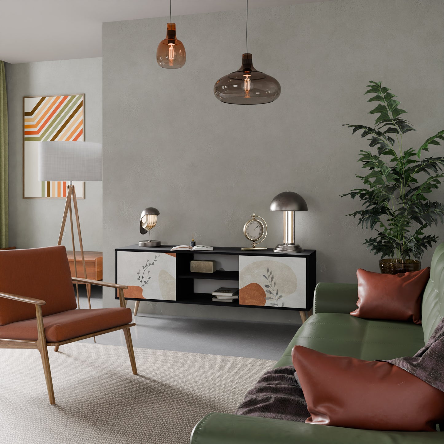 TRANQUIL TWIG 2-dörrars TV-bänk i svart finish