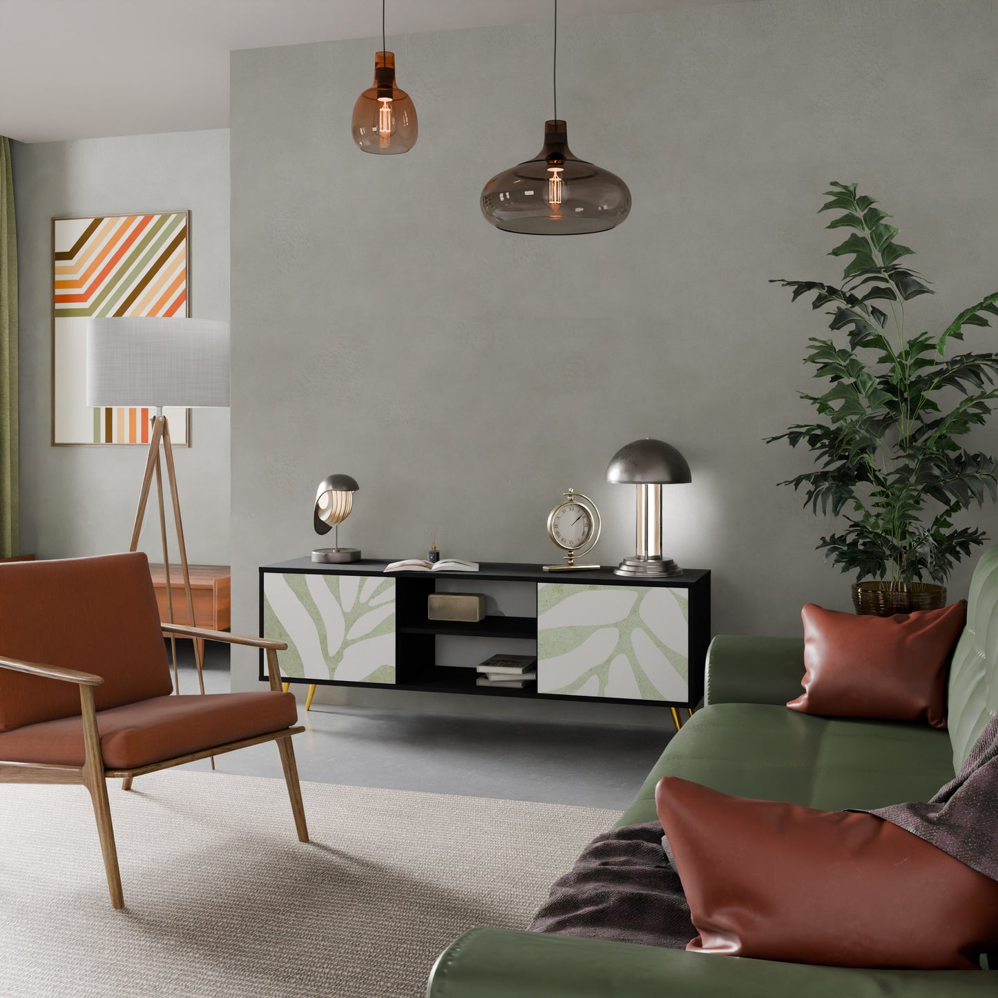BOTANICAL SPARK 2-dörrars TV-bänk i svart finish