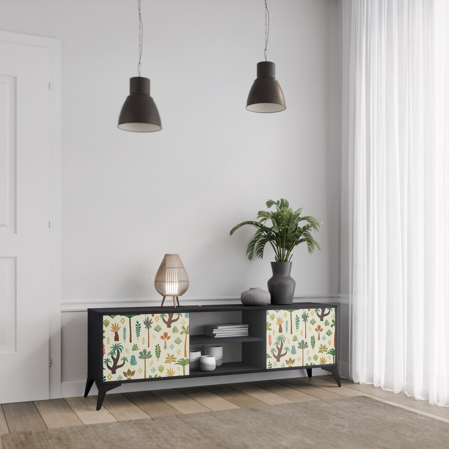 PALM SPRING 2-dörrars TV-bänk i svart finish
