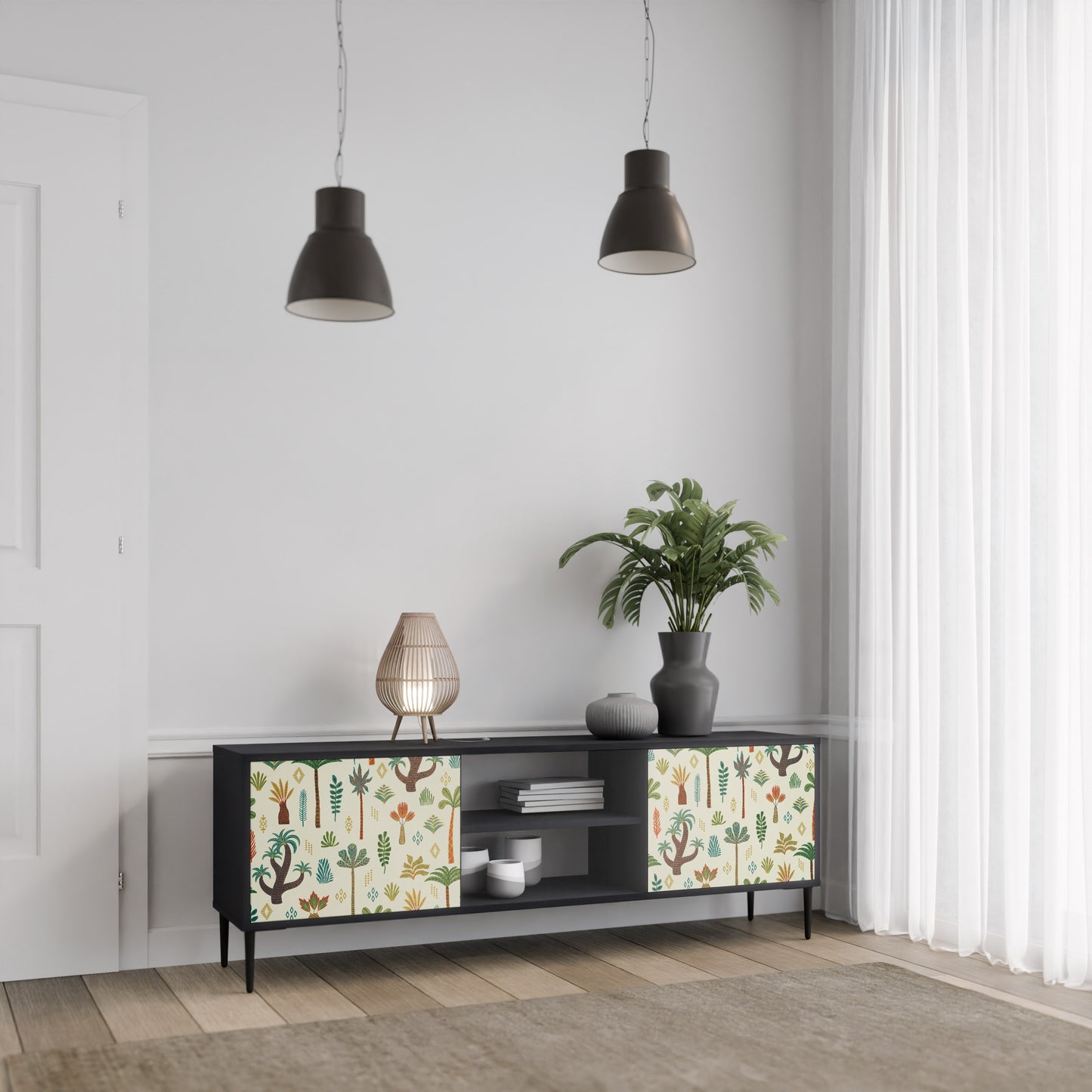 PALM SPRING 2-dörrars TV-bänk i svart finish