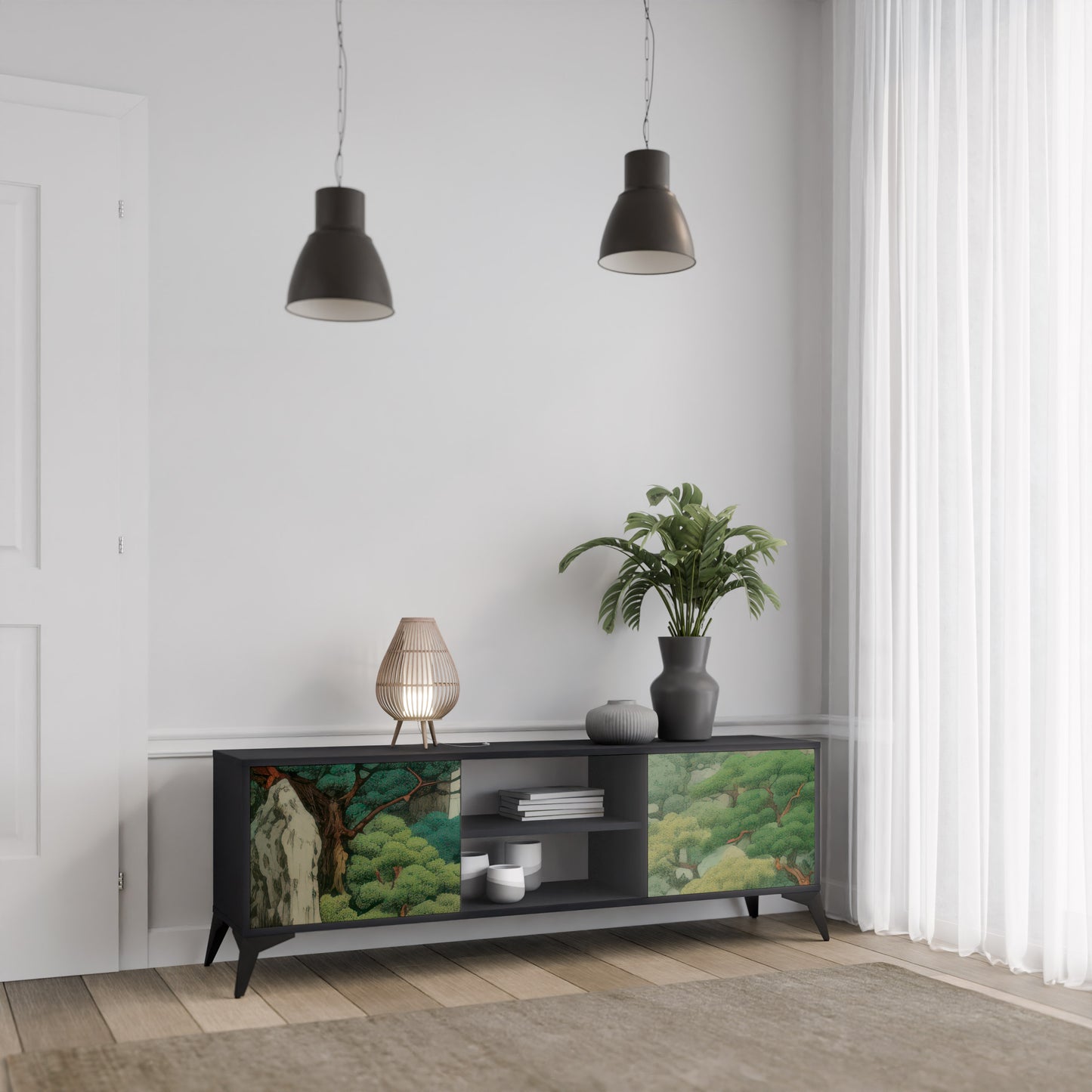 VERDURE ABYSS 2-dörrars TV-bänk i svart finish