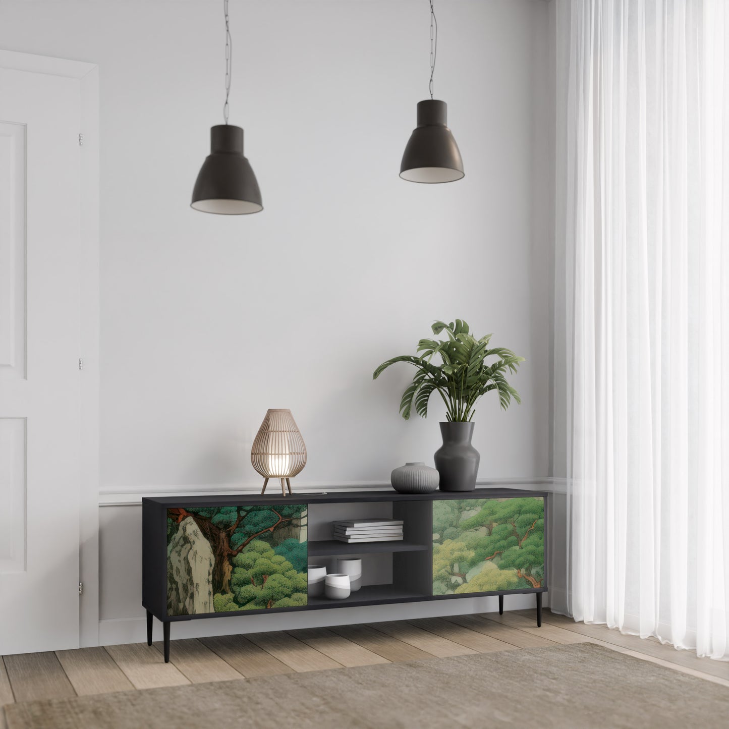 VERDURE ABYSS 2-dörrars TV-bänk i svart finish