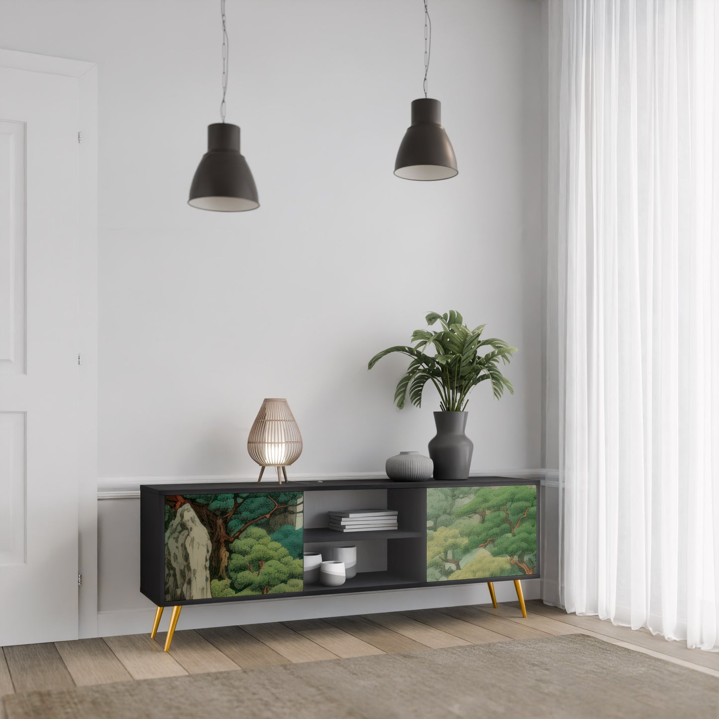 VERDURE ABYSS 2-dörrars TV-bänk i svart finish