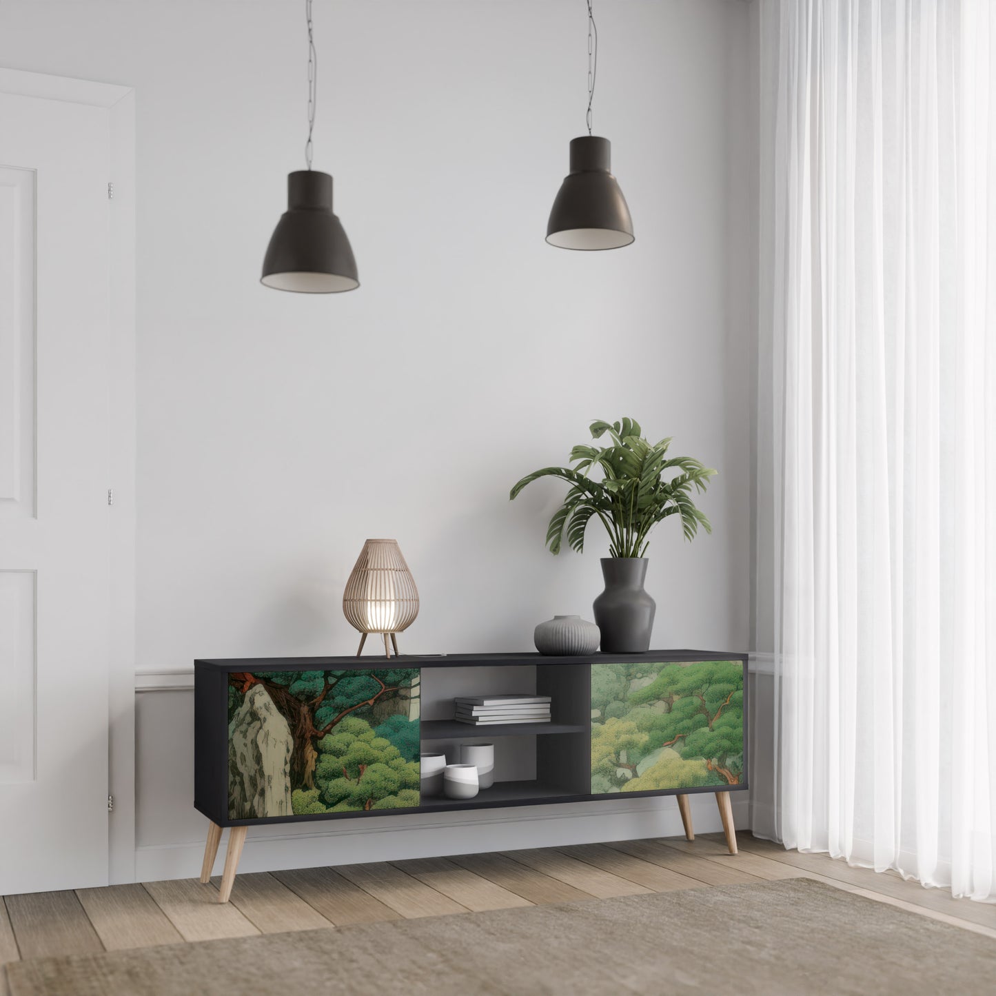 VERDURE ABYSS 2-dörrars TV-bänk i svart finish