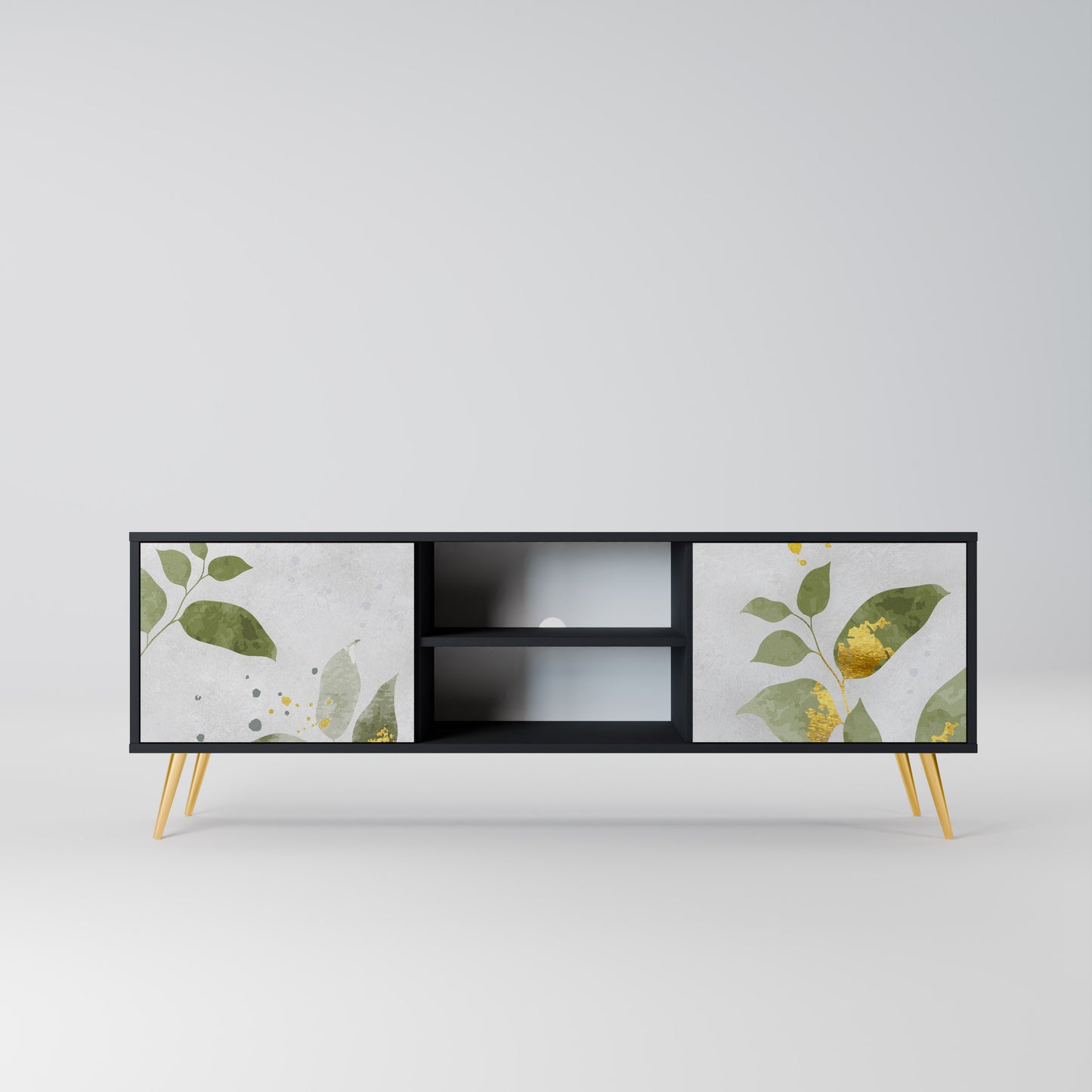 ELEGANT BOTANICS 2-dörrars TV-bänk i svart finish