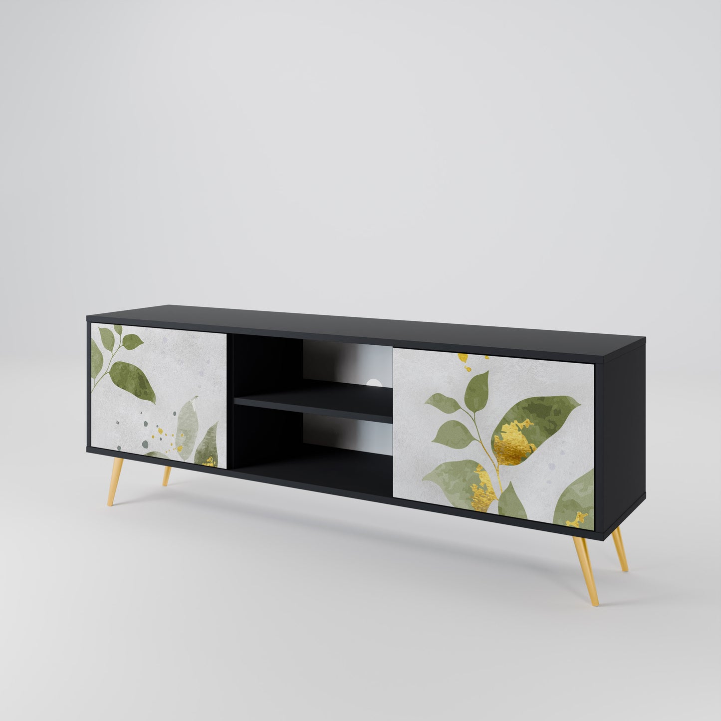 ELEGANT BOTANICS 2-dörrars TV-bänk i svart finish