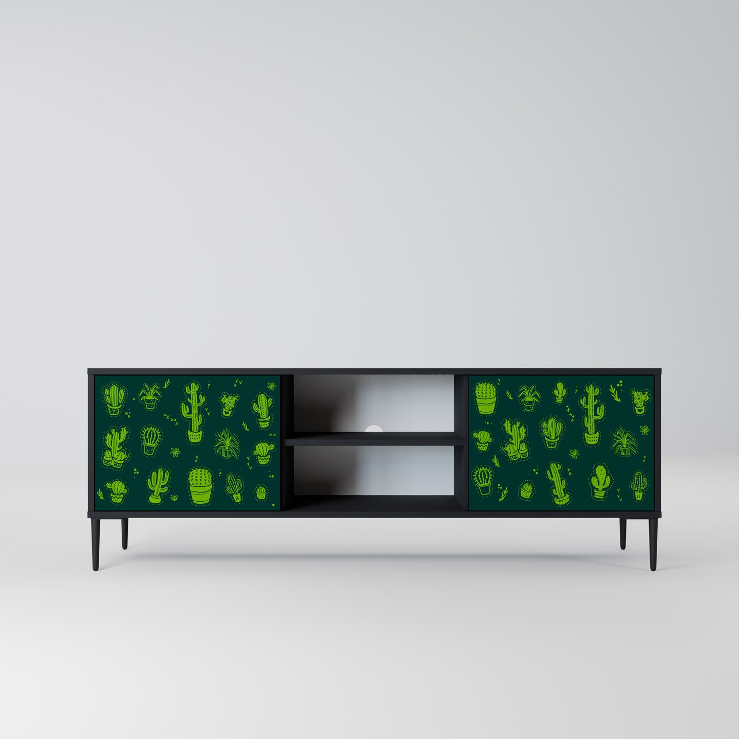 DESERT GREEN 2-dörrars TV-bänk i svart finish