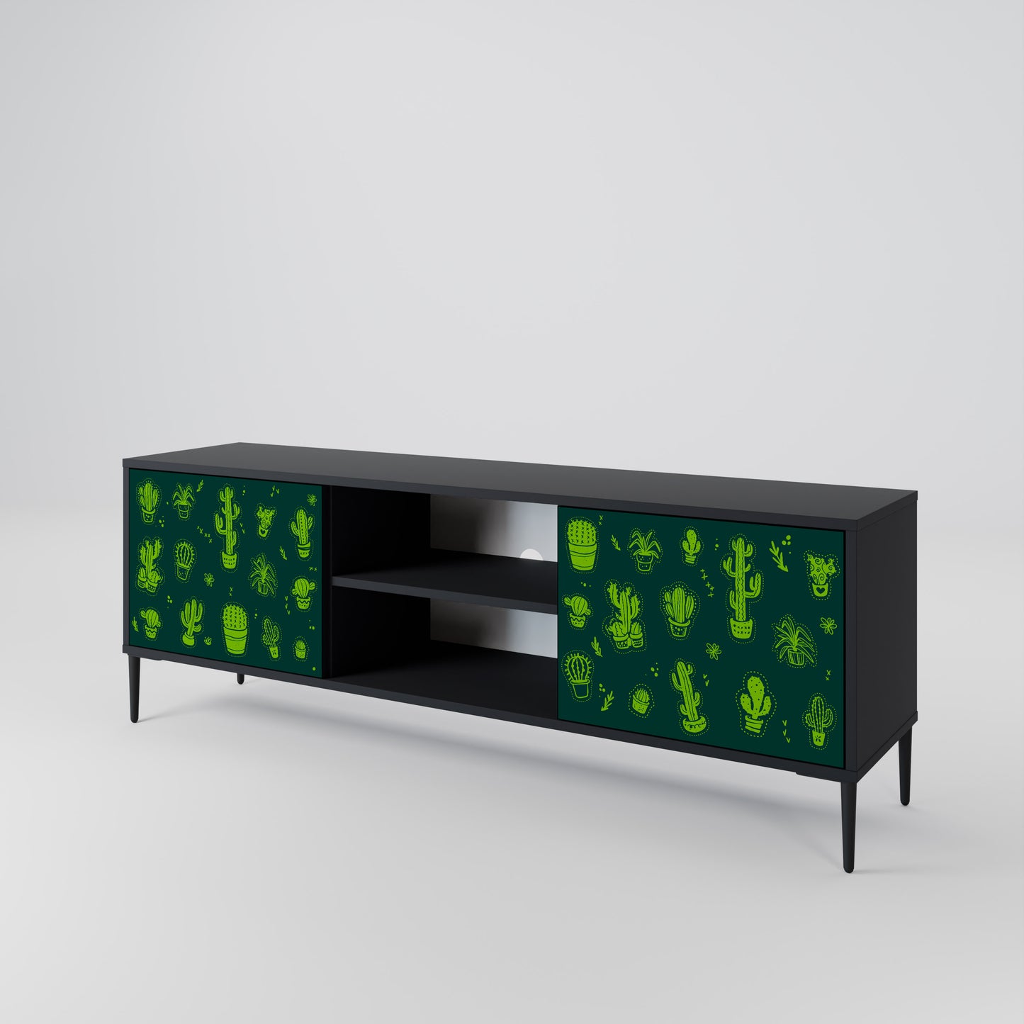 DESERT GREEN 2-dörrars TV-bänk i svart finish