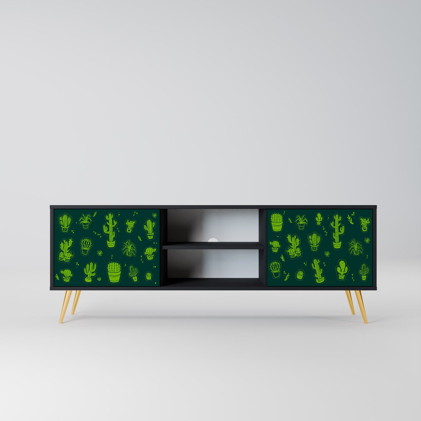 DESERT GREEN 2-dörrars TV-bänk i svart finish