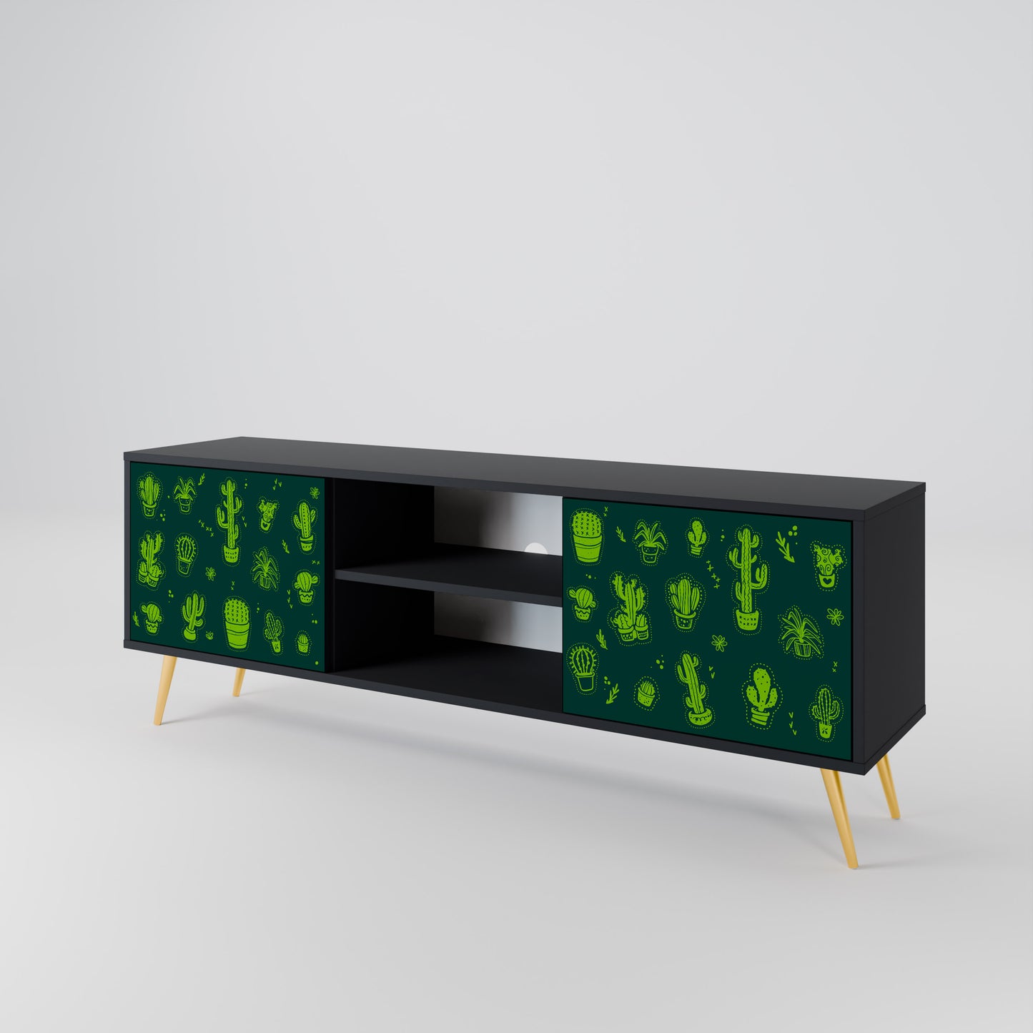 DESERT GREEN 2-dörrars TV-bänk i svart finish