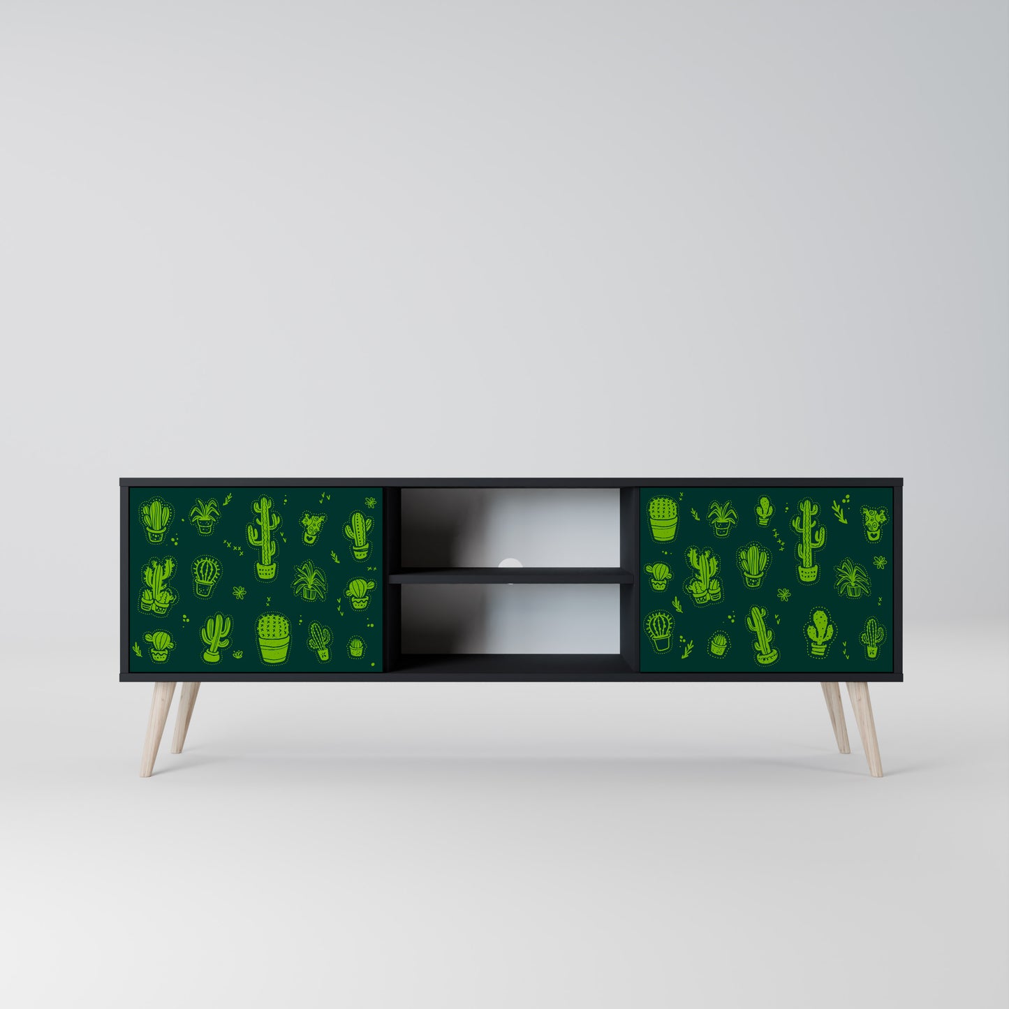 DESERT GREEN 2-dörrars TV-bänk i svart finish