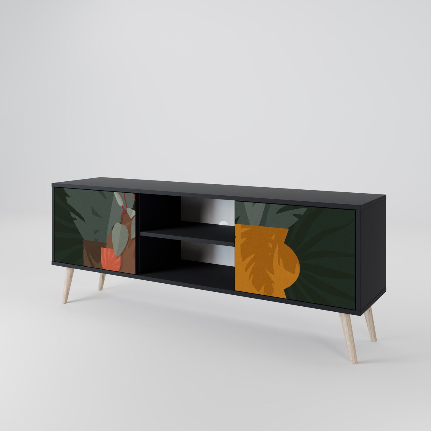 TROPICAL COMPOSITION 2-dörrars TV-bänk i svart finish