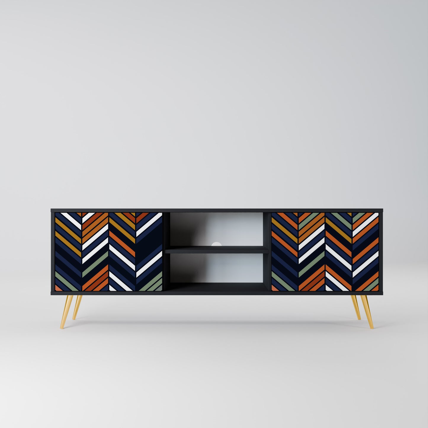 VIBRANT PATCHWORK 2-dörrars TV-ställ i svart finish