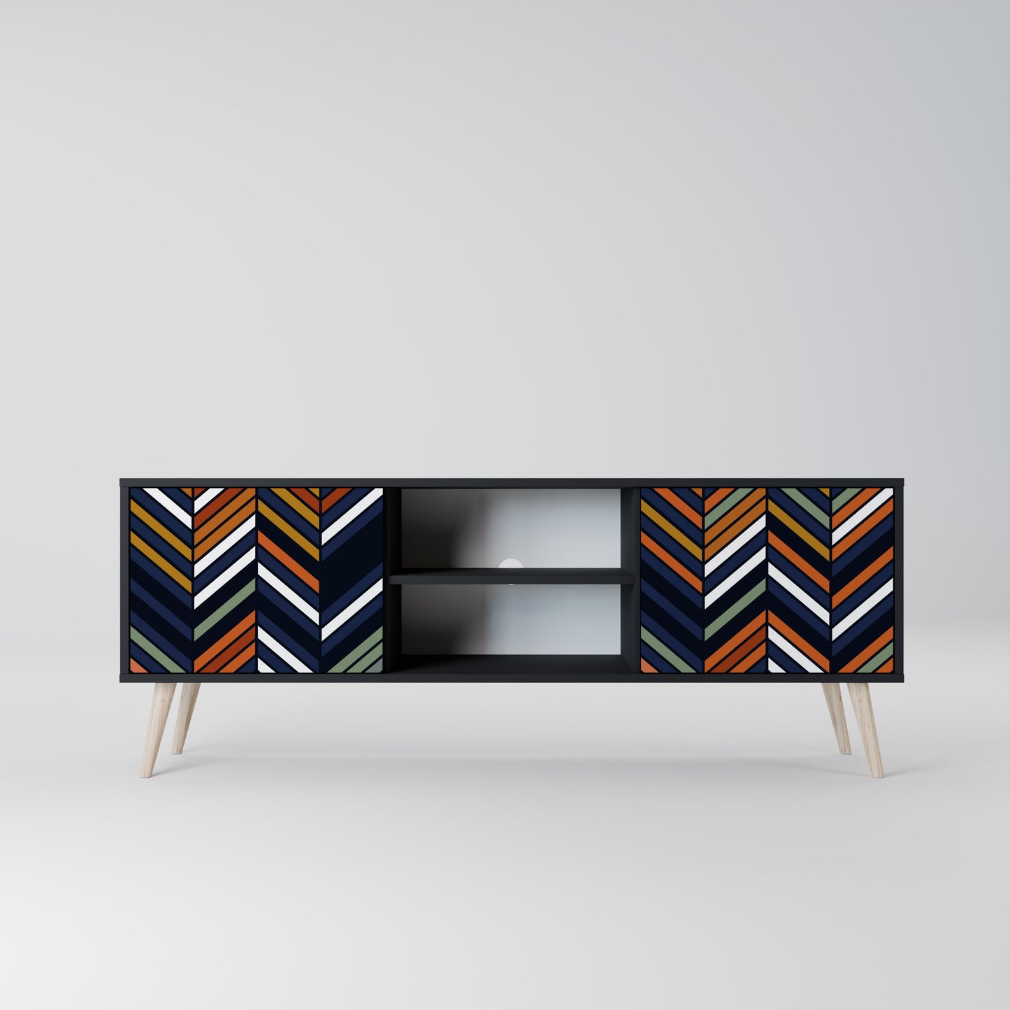 VIBRANT PATCHWORK 2-dörrars TV-ställ i svart finish
