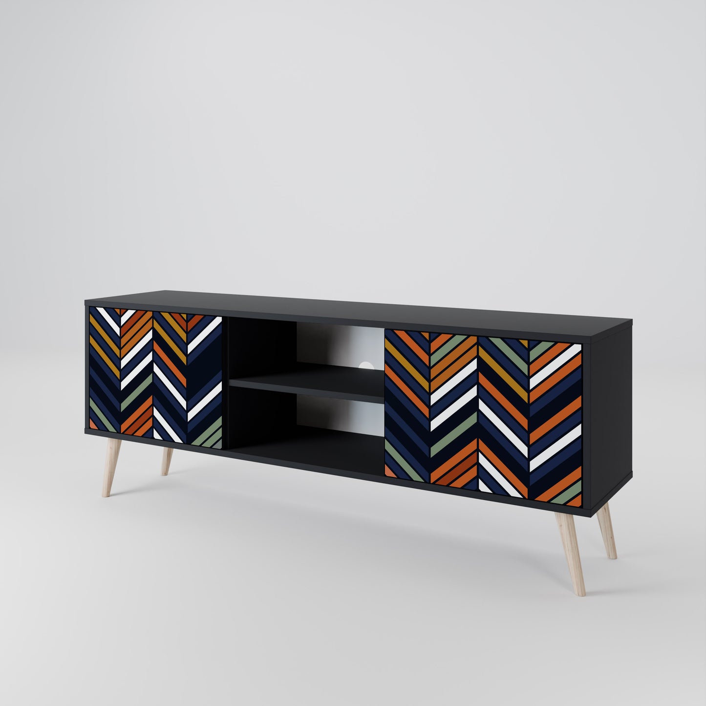 VIBRANT PATCHWORK 2-dörrars TV-ställ i svart finish