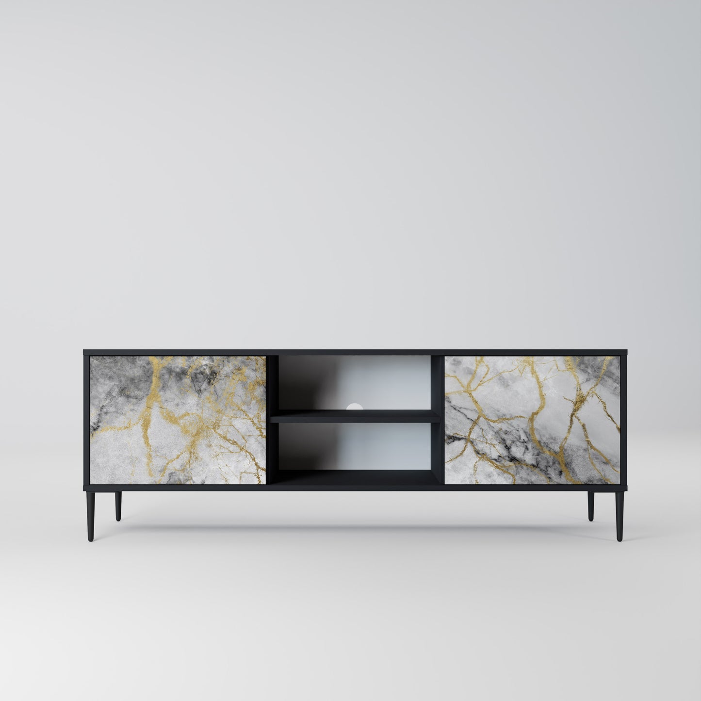 TIMELESS GLIDE 2-dörrars TV-bänk i svart finish