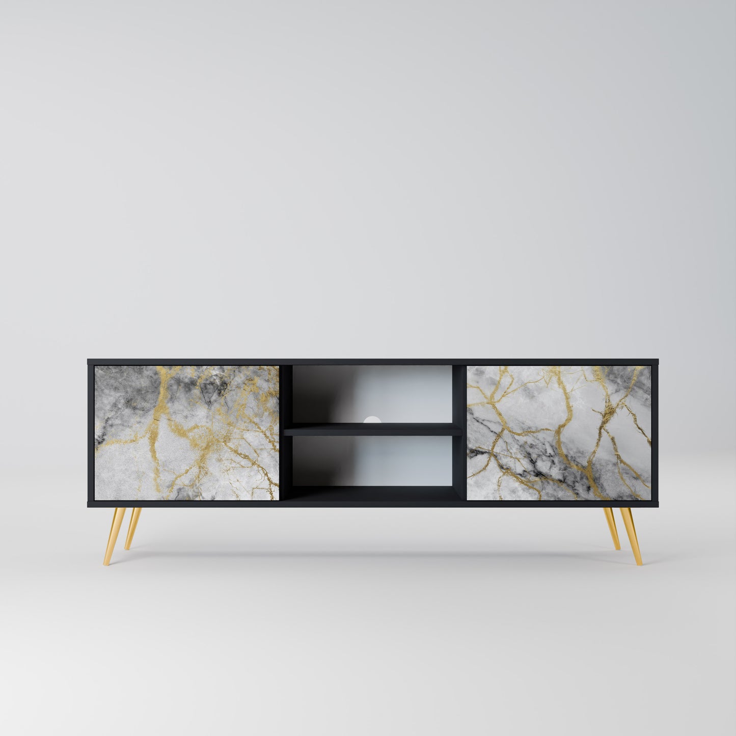 TIMELESS GLIDE 2-dörrars TV-bänk i svart finish
