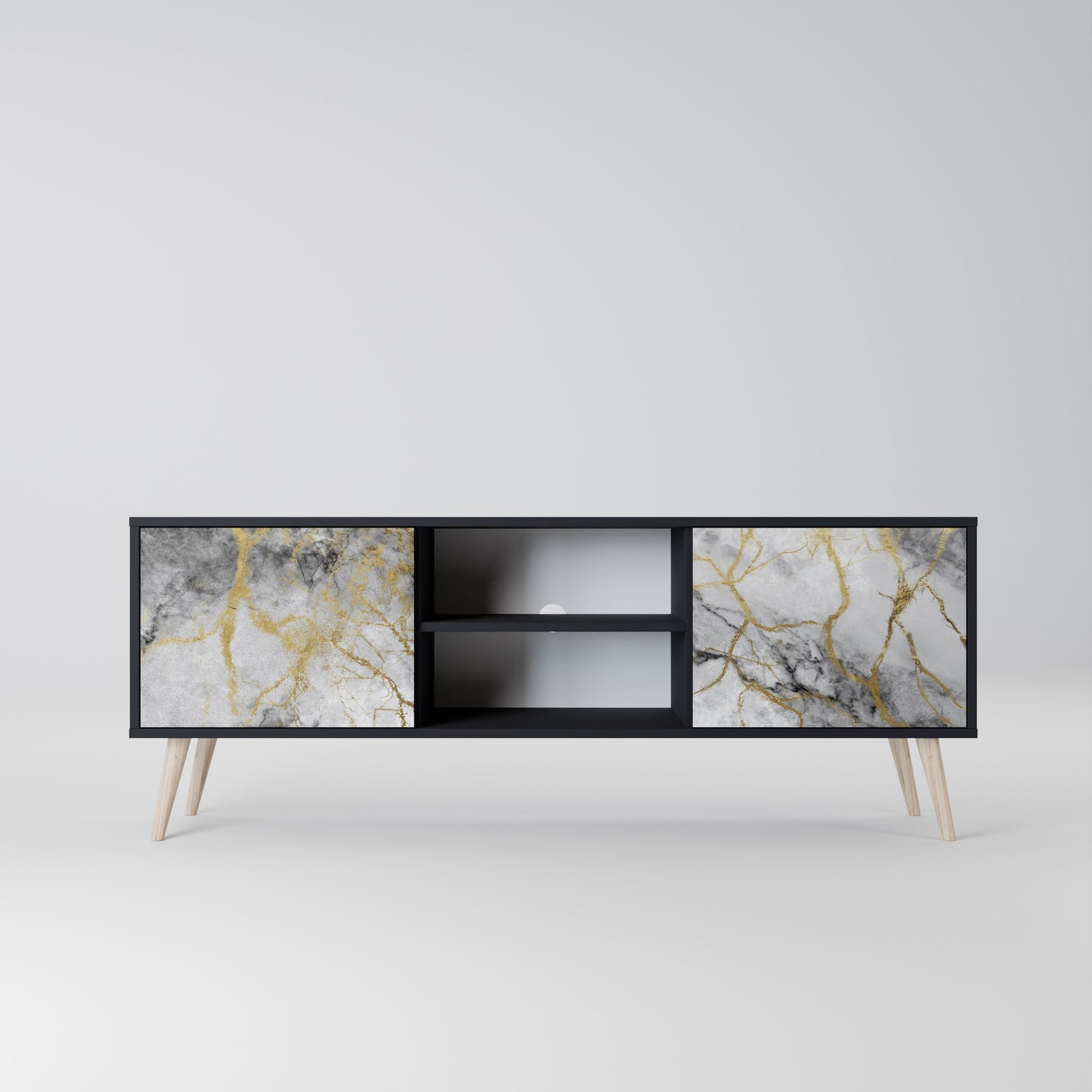 TIMELESS GLIDE 2-dörrars TV-bänk i svart finish