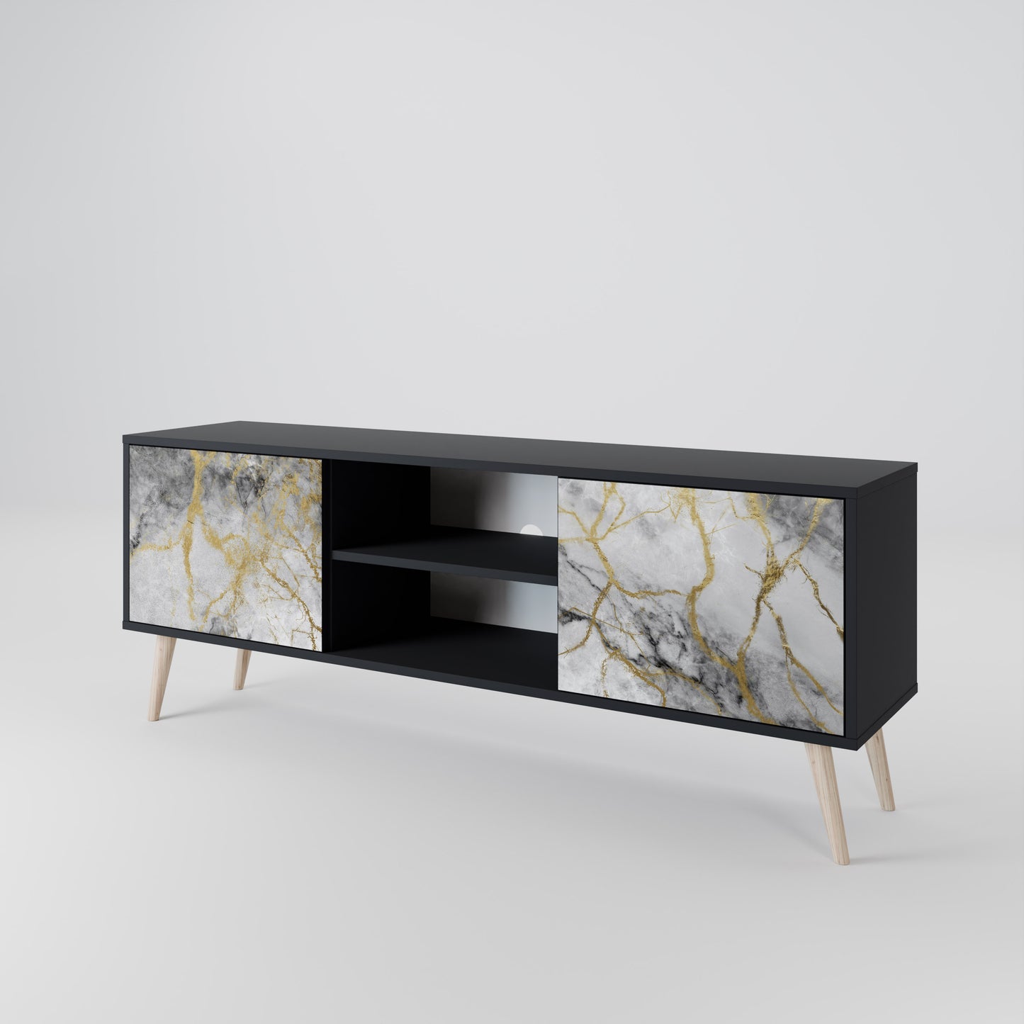 TIMELESS GLIDE 2-dörrars TV-bänk i svart finish
