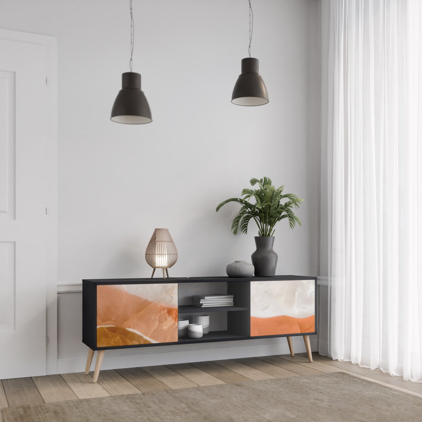 SANDHILLS SPLENDOR 2-dörrars TV-bänk i svart finish