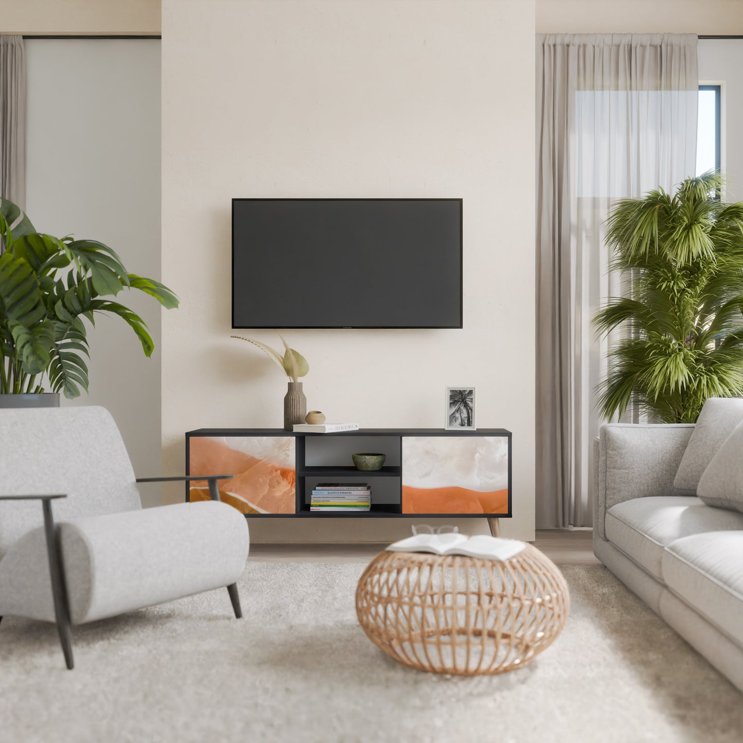 SANDHILLS SPLENDOR 2-dörrars TV-bänk i svart finish