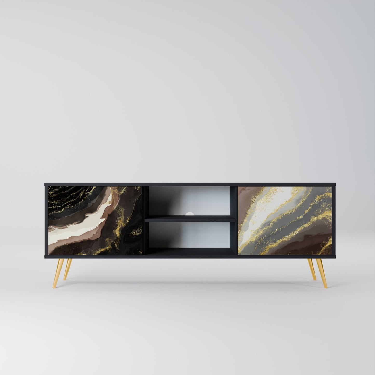 GOLD DUST 2-Door TV Stand in Black Finish