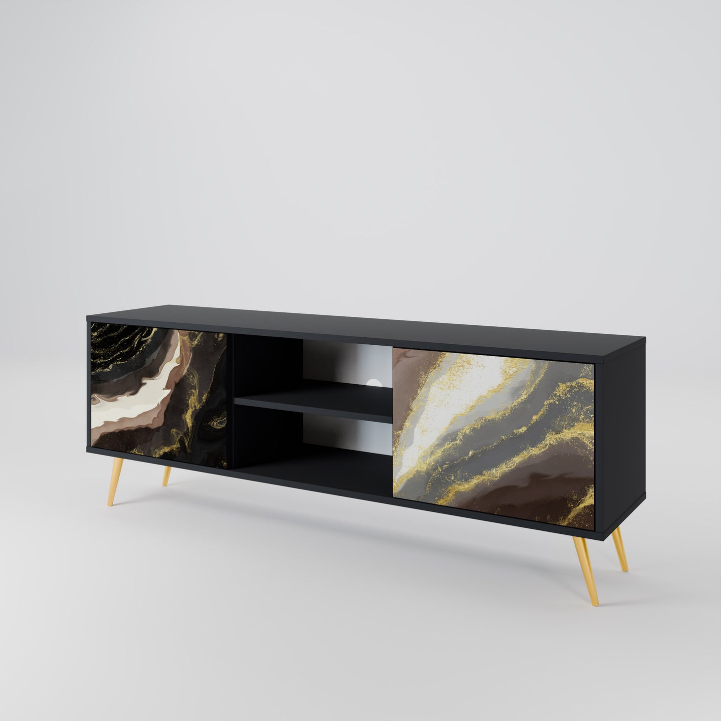 GOLD DUST 2-Door TV Stand in Black Finish