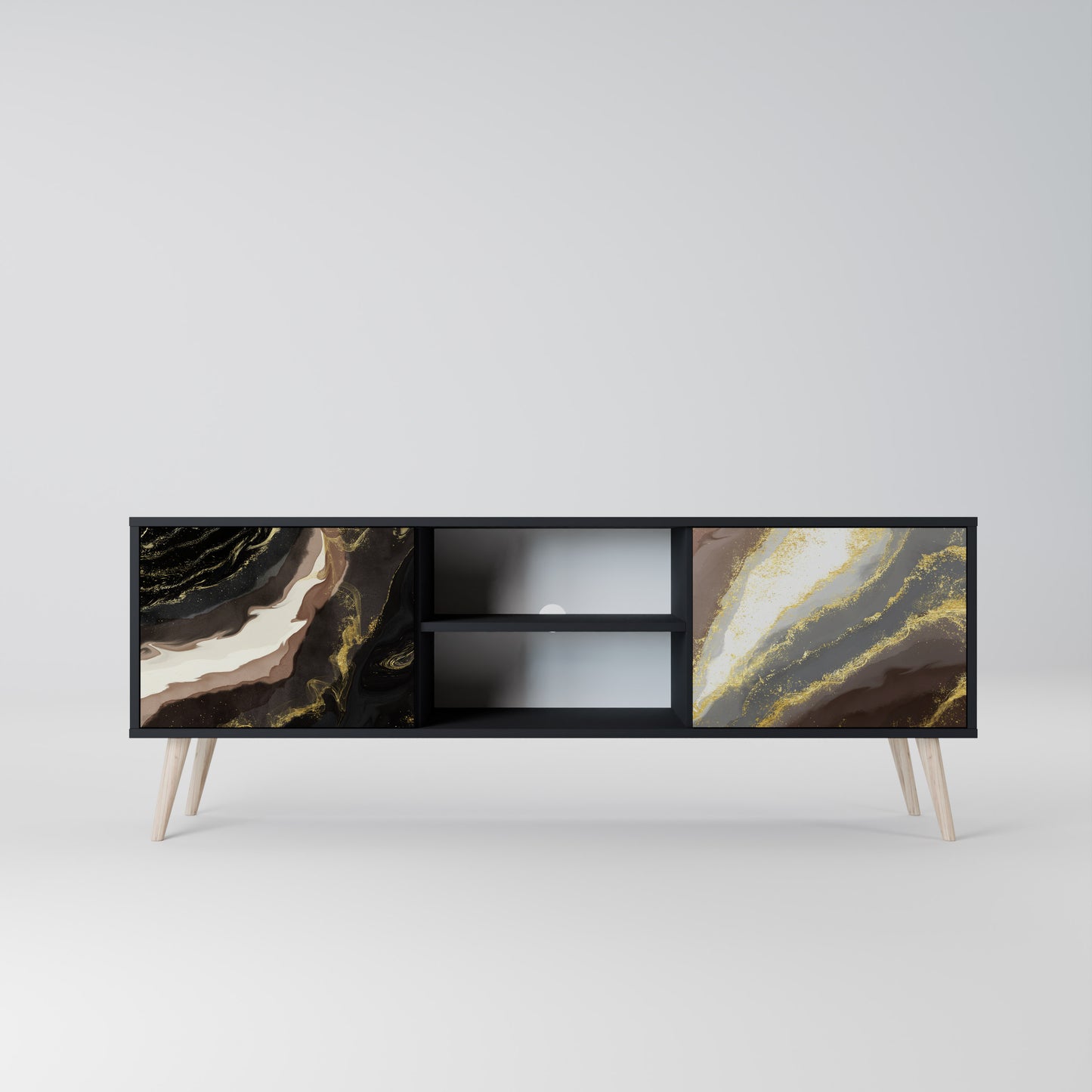 GOLD DUST 2-Door TV Stand in Black Finish