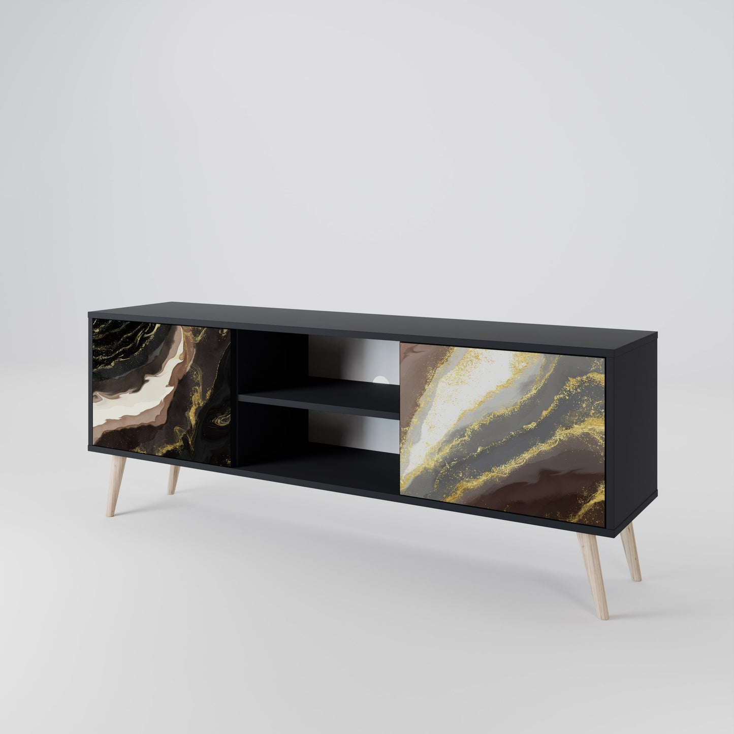 GOLD DUST 2-Door TV Stand in Black Finish