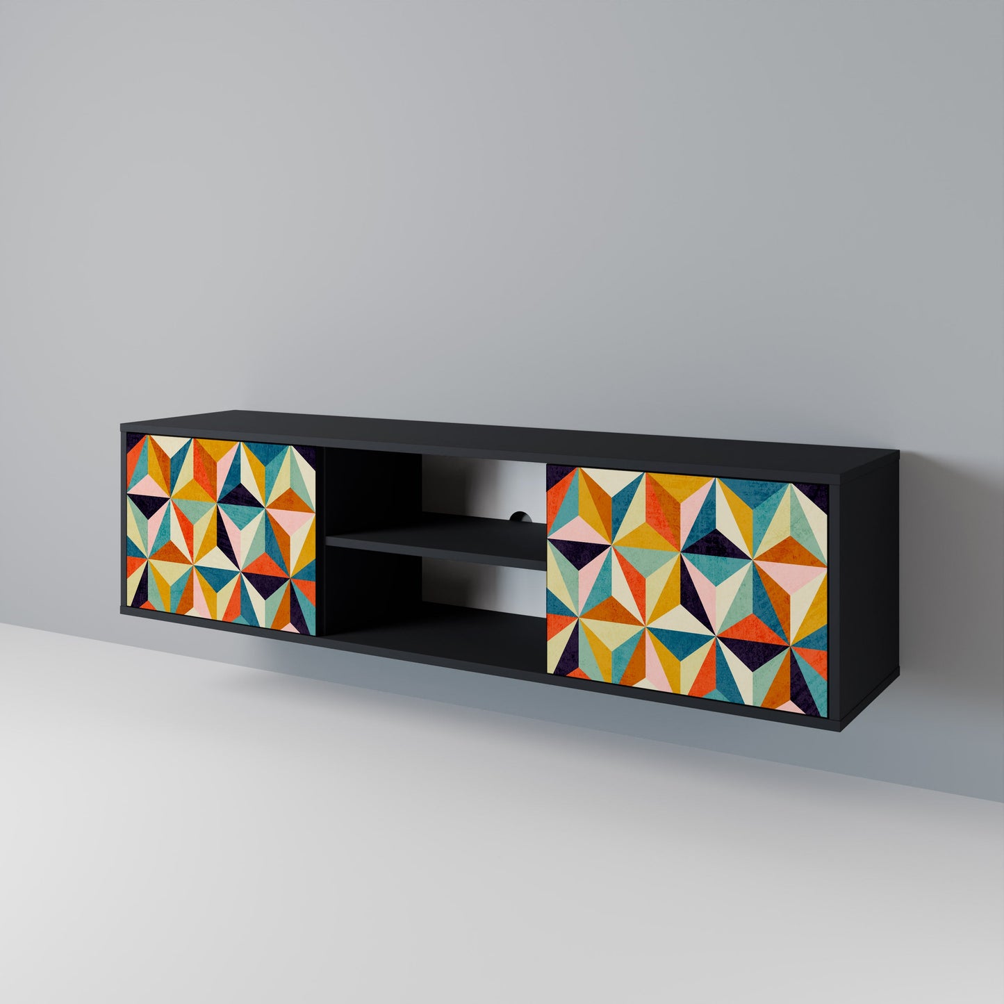 TESSELATE TREASURES 2-dörrars TV-bänk i svart finish