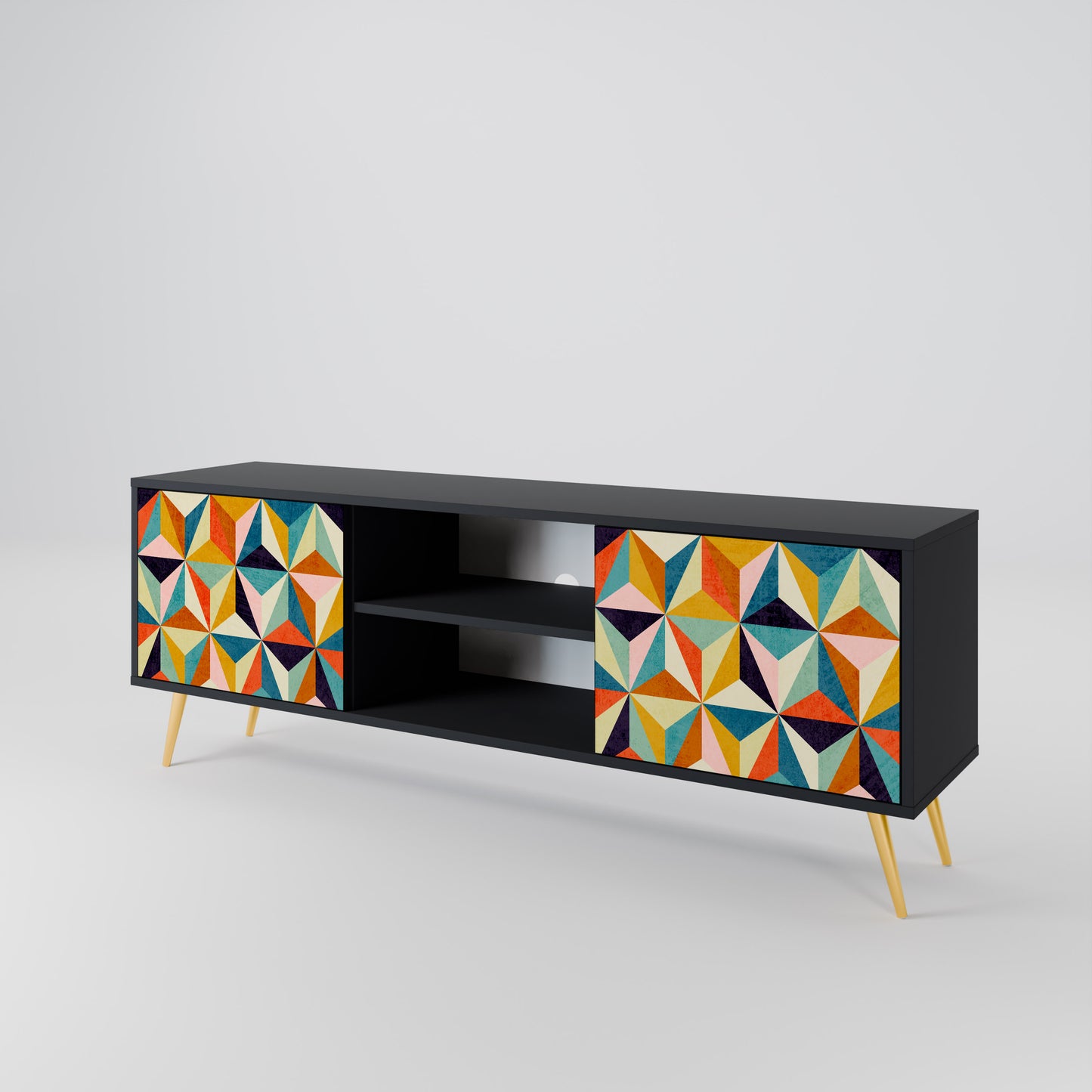 TESSELATE TREASURES 2-dörrars TV-bänk i svart finish