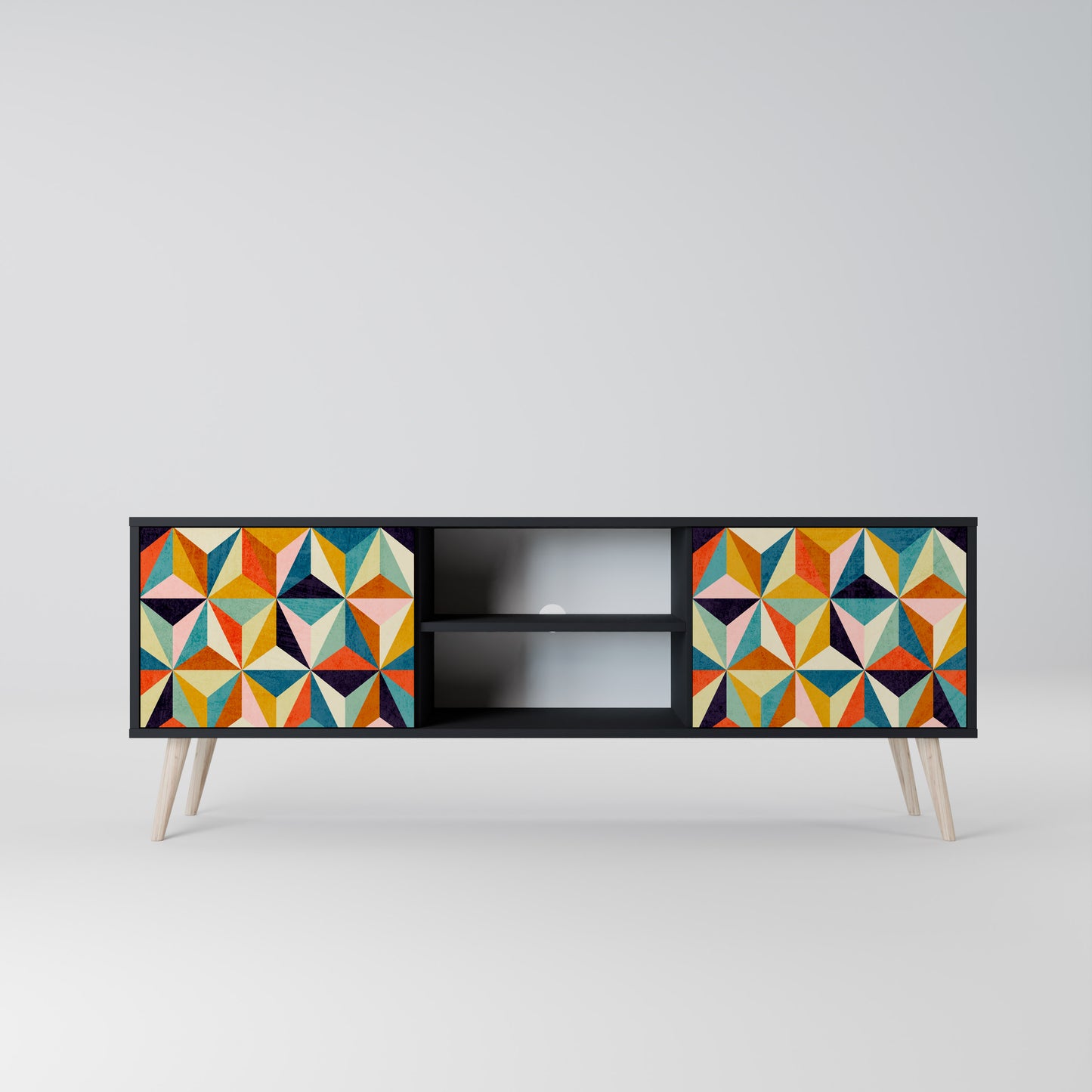 TESSELATE TREASURES 2-dörrars TV-bänk i svart finish