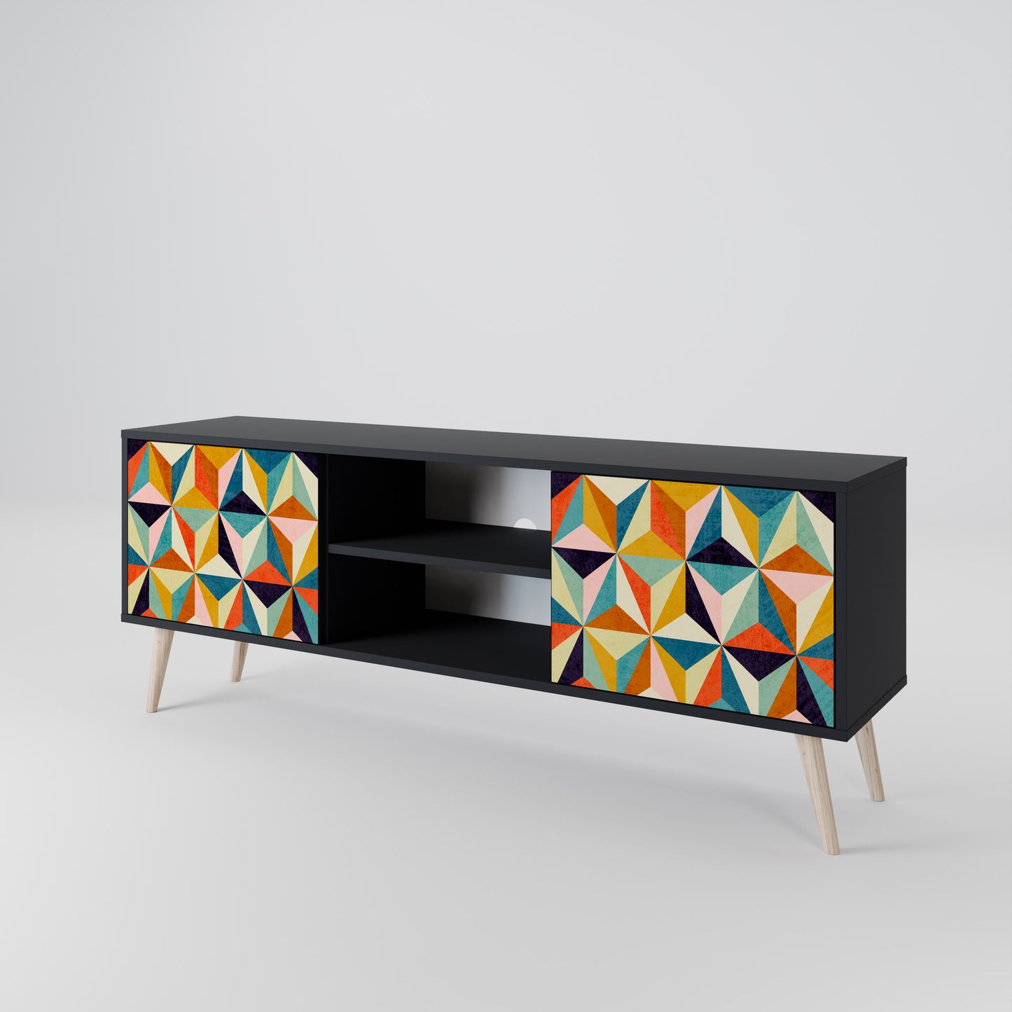 TESSELATE TREASURES 2-dörrars TV-bänk i svart finish