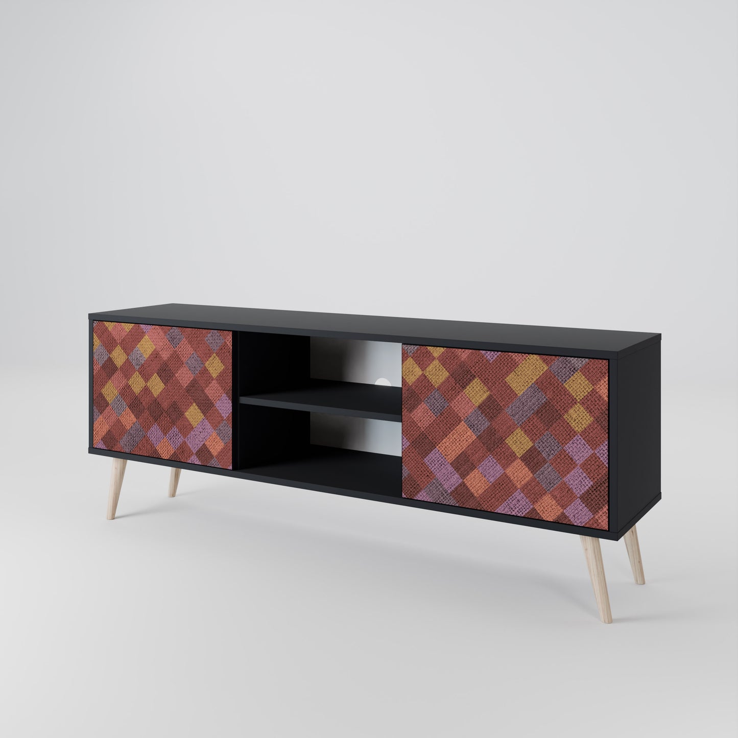 PAINTED SQUARES 2-dörrars TV-bänk i svart finish