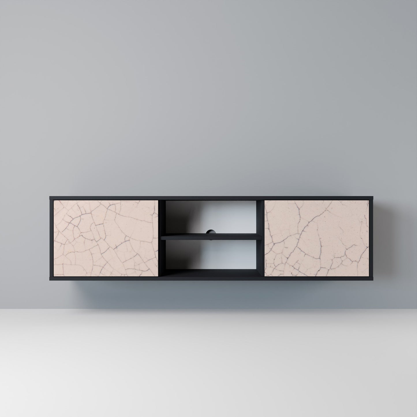 CERAMIC TEXTURE 2-dörrars TV-bänk i svart finish