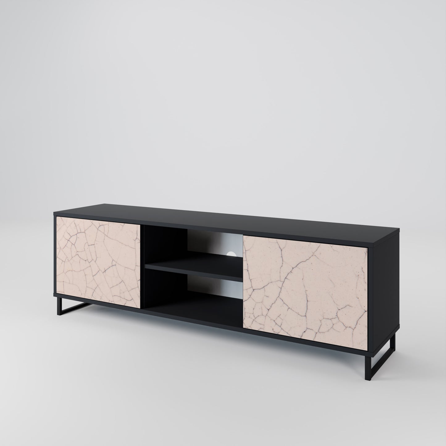 CERAMIC TEXTURE 2-dörrars TV-bänk i svart finish