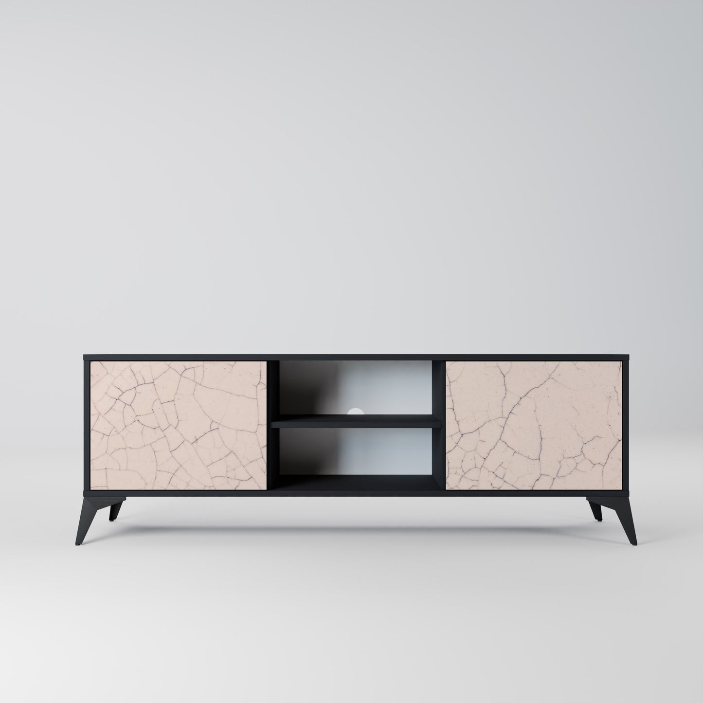 CERAMIC TEXTURE 2-dörrars TV-bänk i svart finish