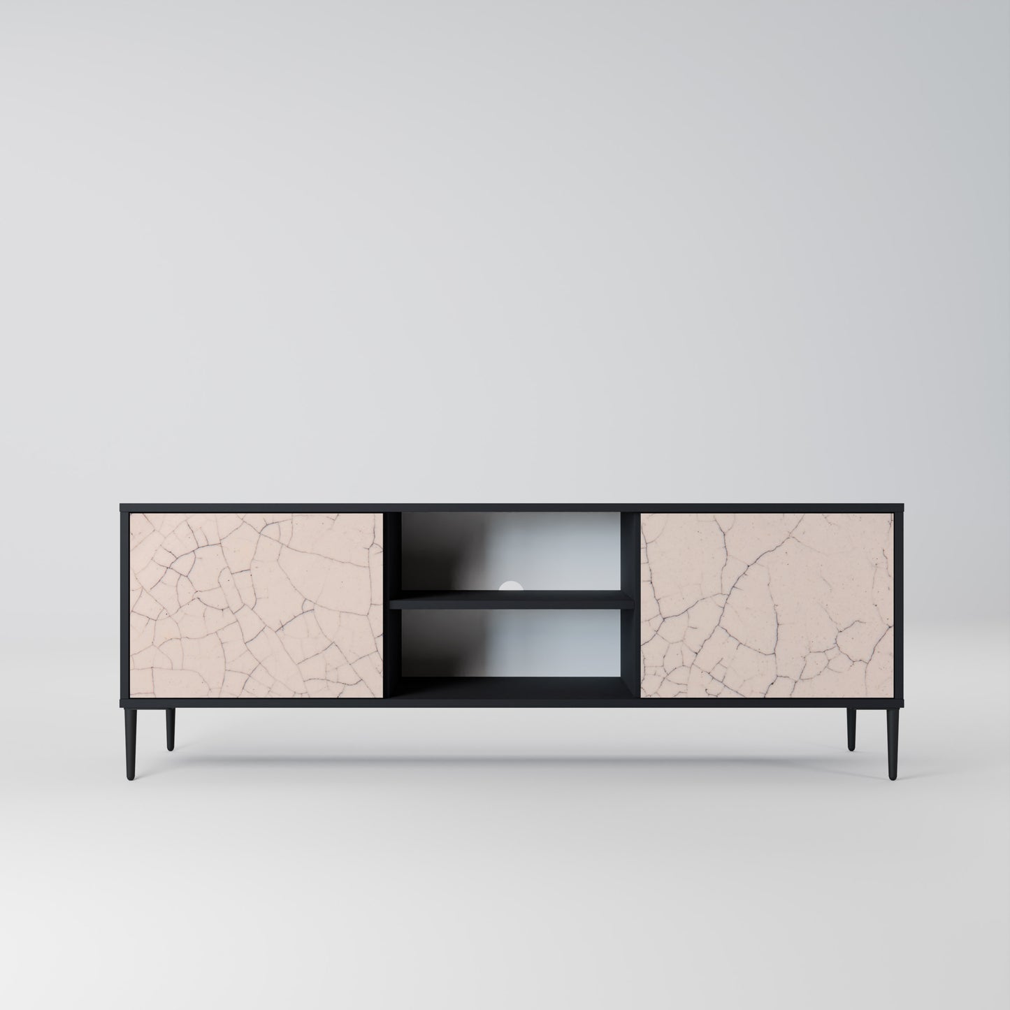 CERAMIC TEXTURE 2-dörrars TV-bänk i svart finish