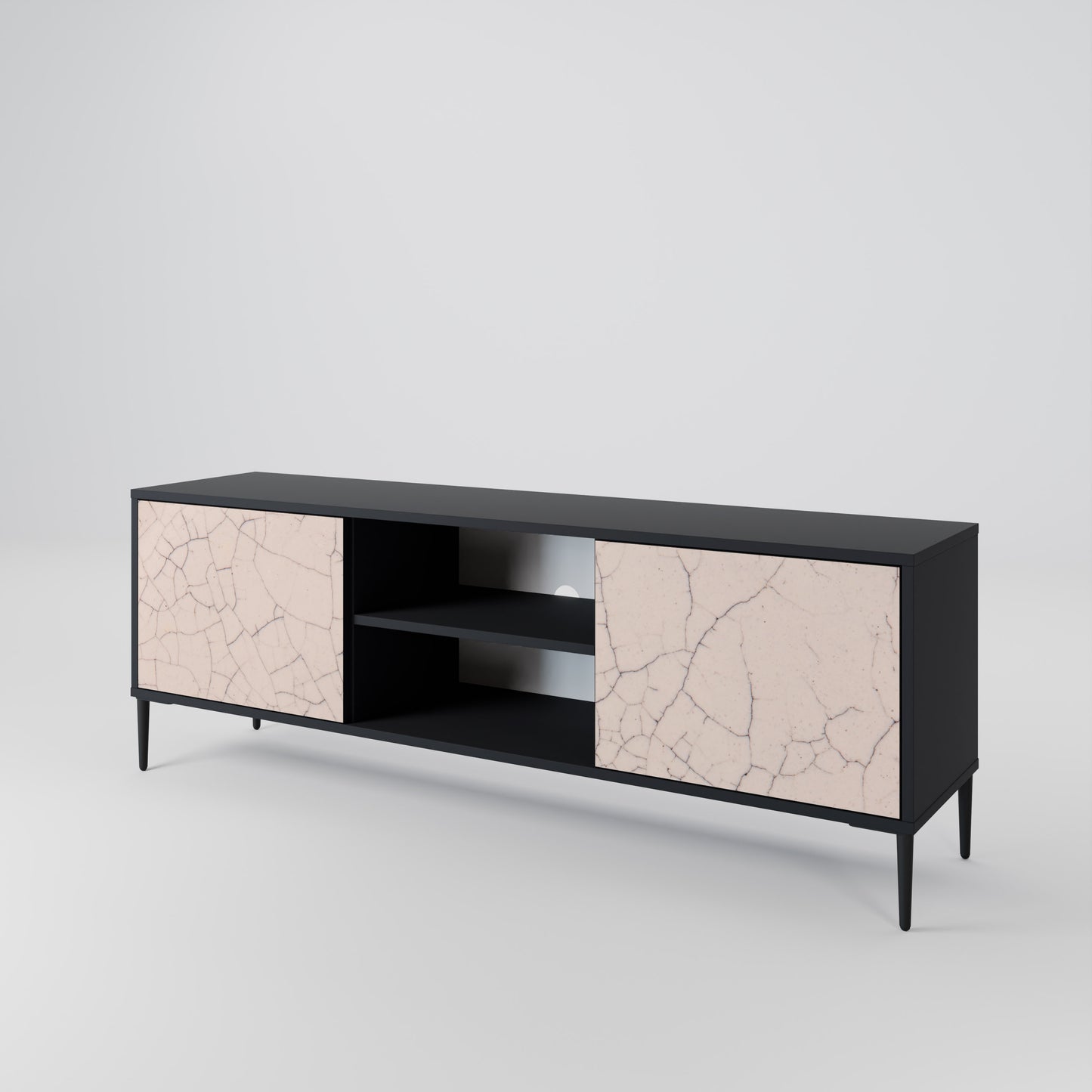 CERAMIC TEXTURE 2-dörrars TV-bänk i svart finish