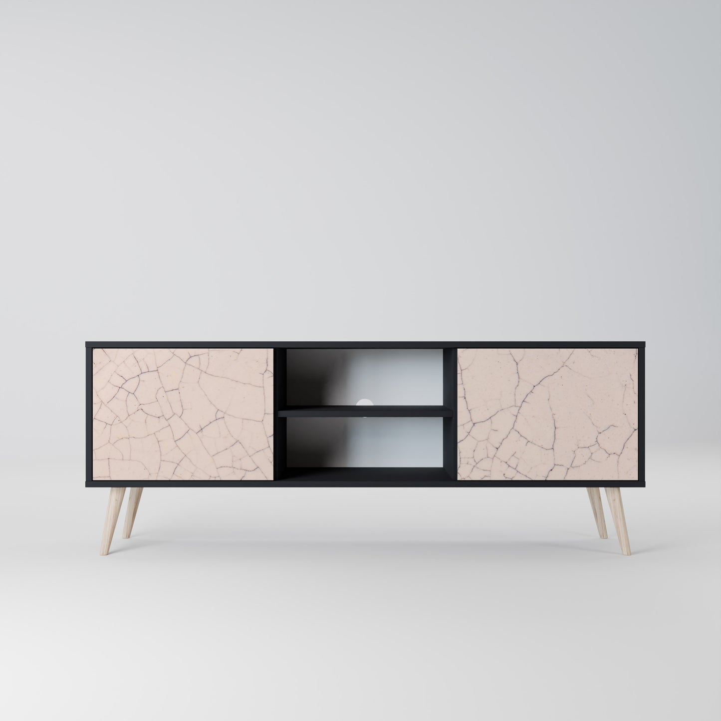 CERAMIC TEXTURE 2-dörrars TV-bänk i svart finish