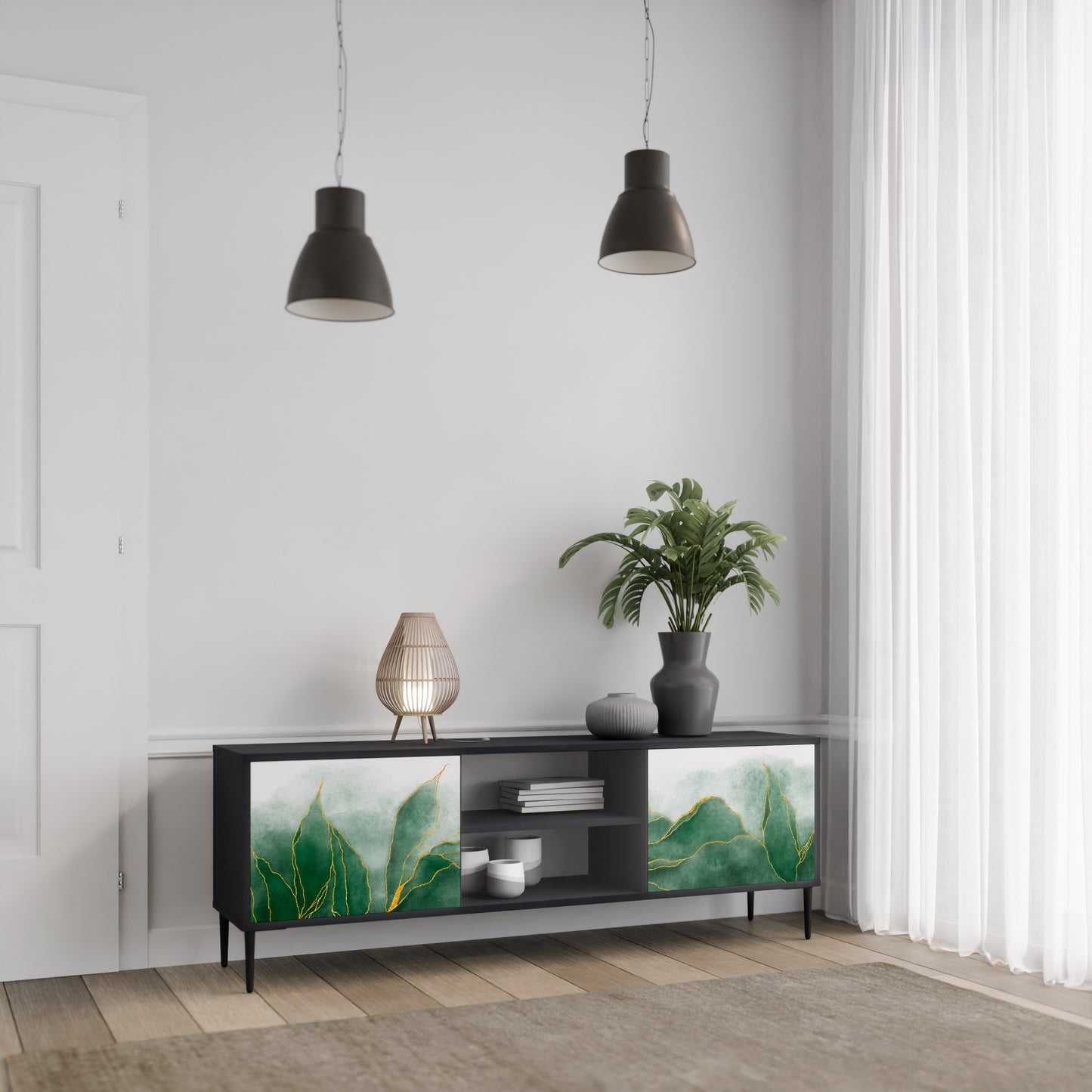 DYR NATURE 2-dörrars TV-bänk i svart finish
