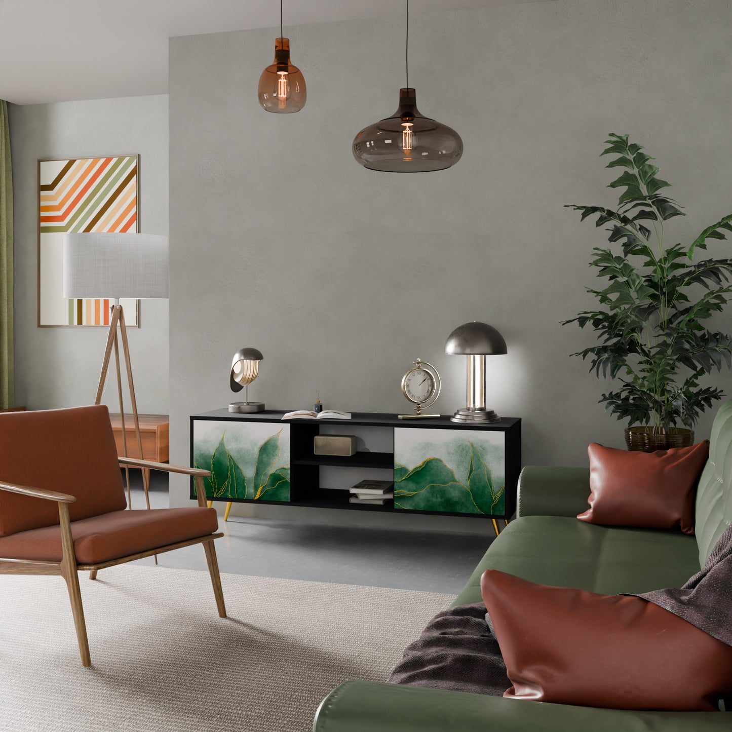 DYR NATURE 2-dörrars TV-bänk i svart finish